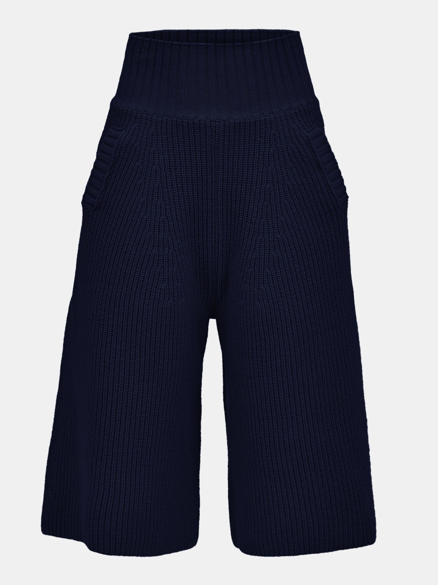 High-Rise Knitted Bermuda, Navy