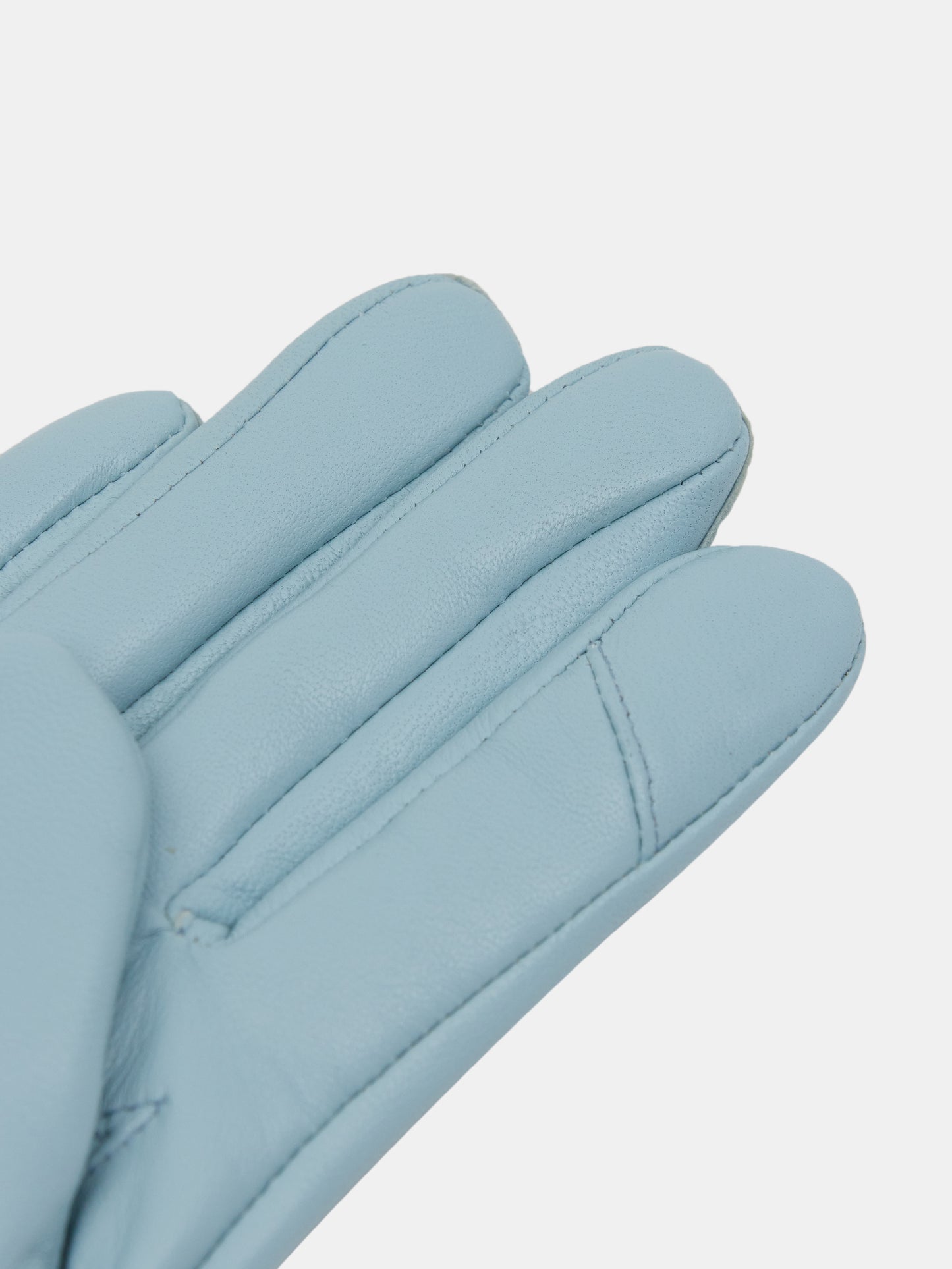 Lambskin Button Leather Gloves, Powder Blue