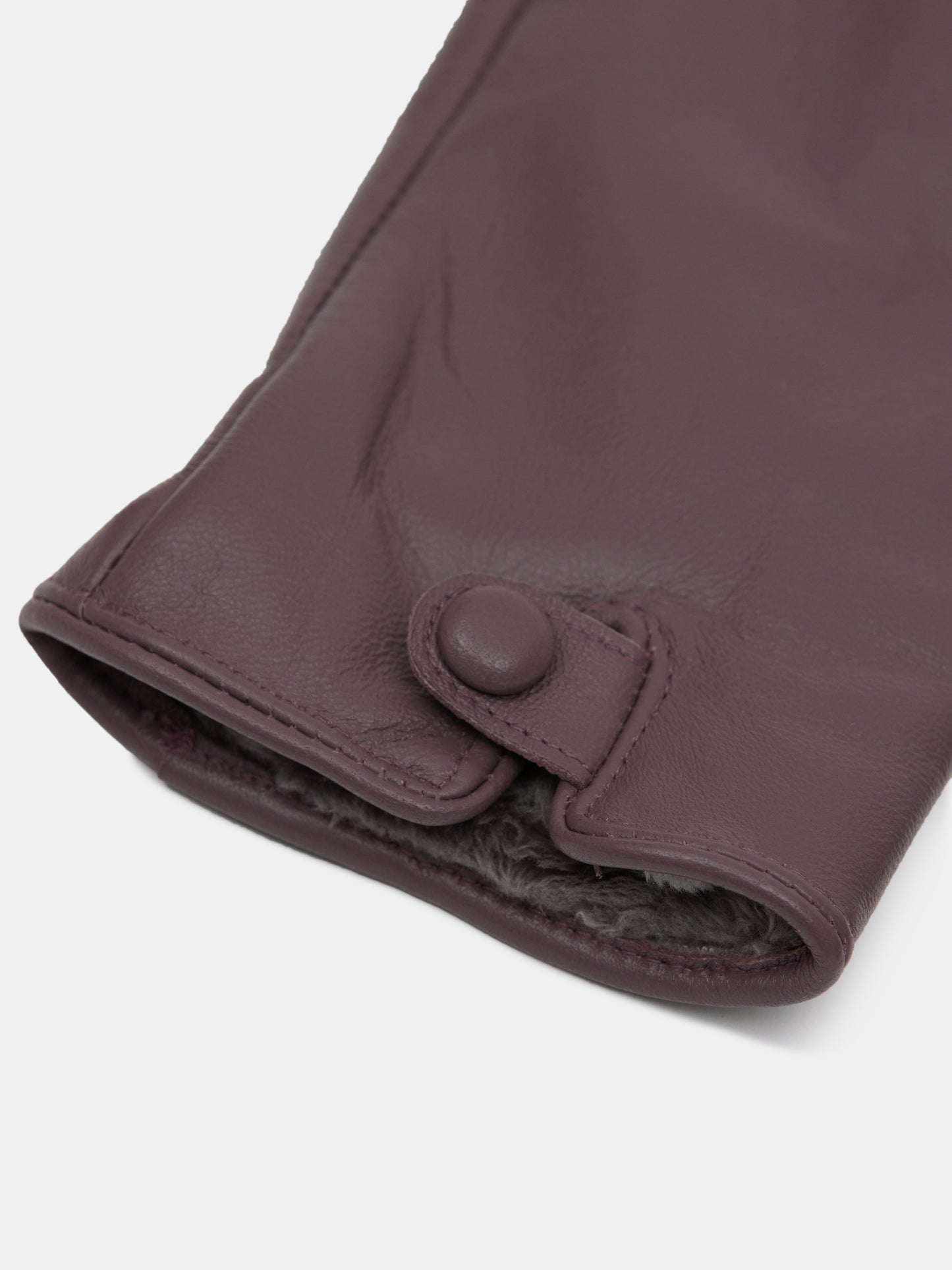 Lambskin Button Leather Gloves, Dark Mauve