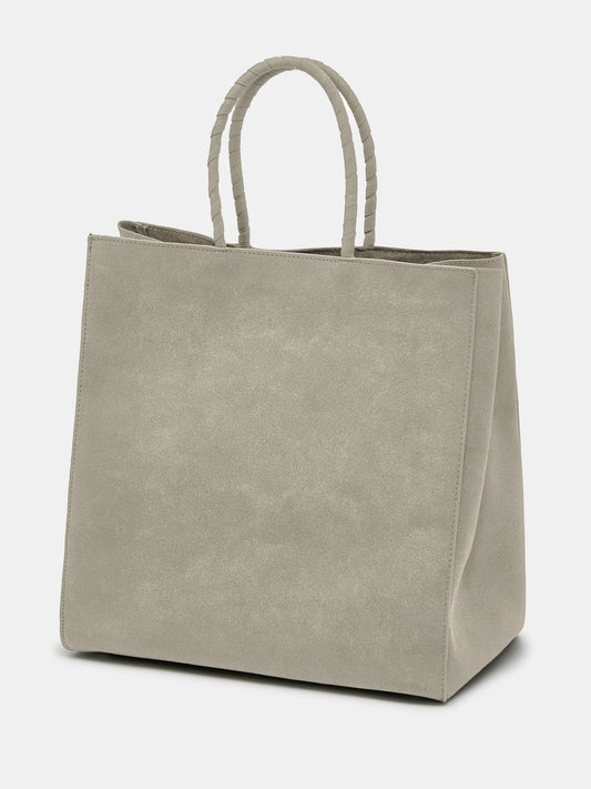 Squared Suede Tote Bag, Sage Grey