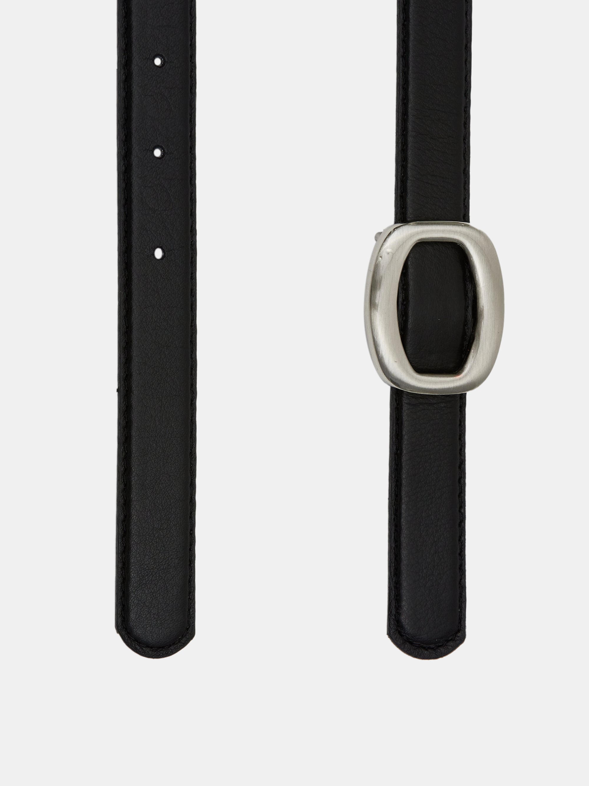 Round Hexagon Leather Belt, Black/Silver – SourceUnknown