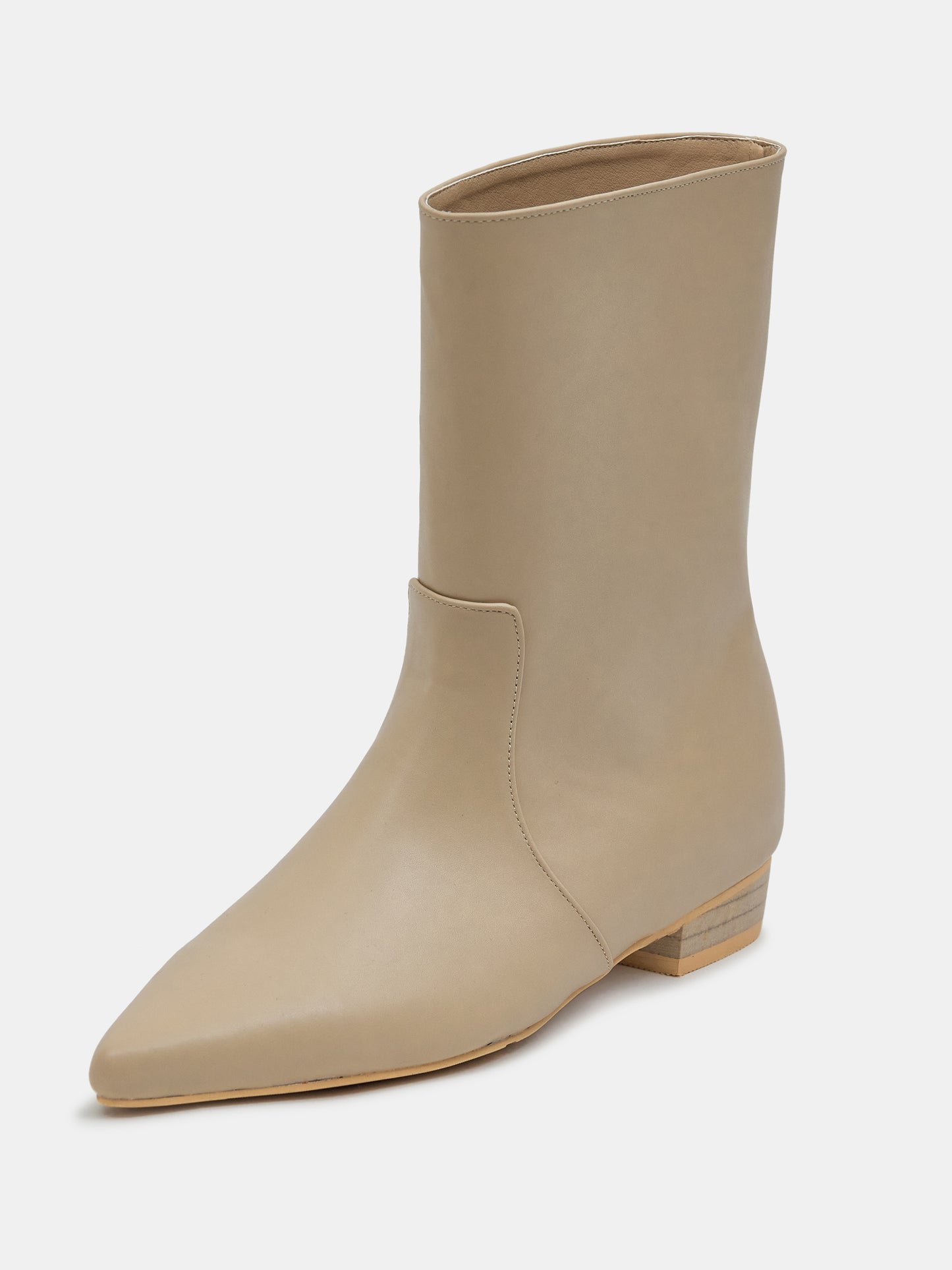 Pointed Mid Calf Boots, Sand