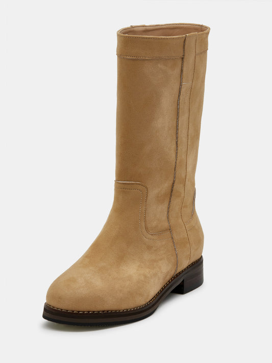 Panelled Suede Mid Boots, Camel