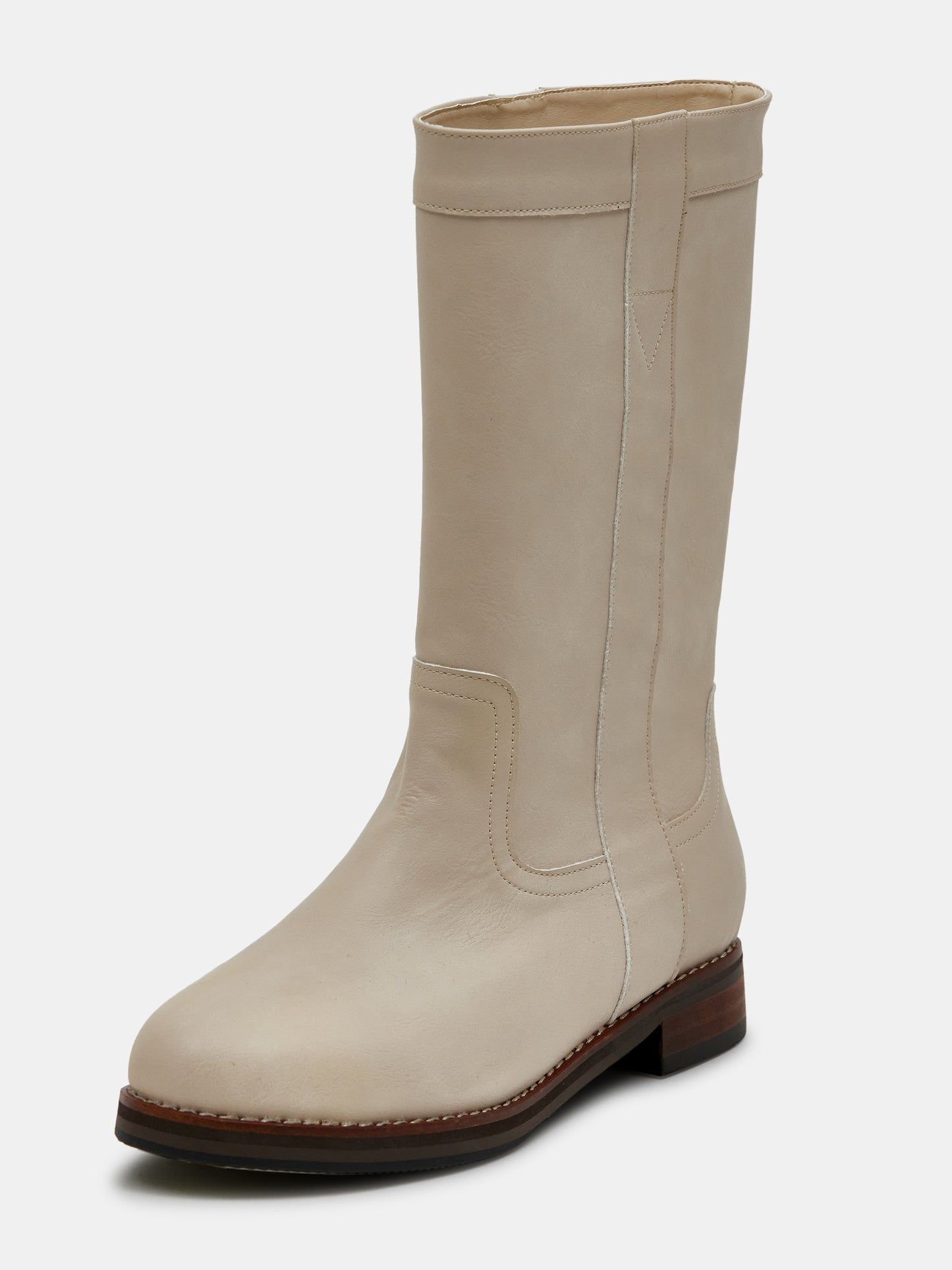 Panelled Faux Leather Mid Boots, Taupe