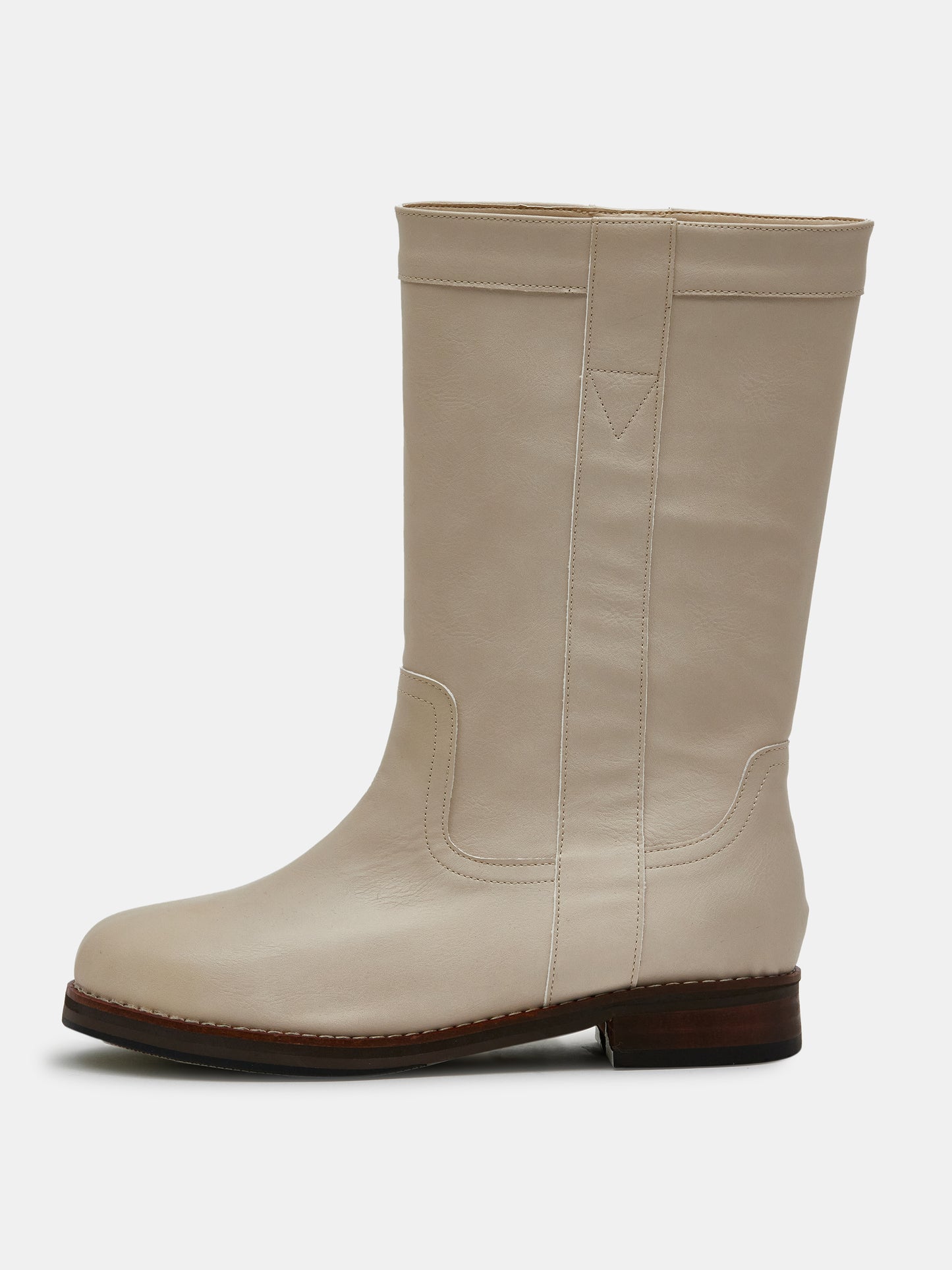 Panelled Faux Leather Mid Boots, Taupe