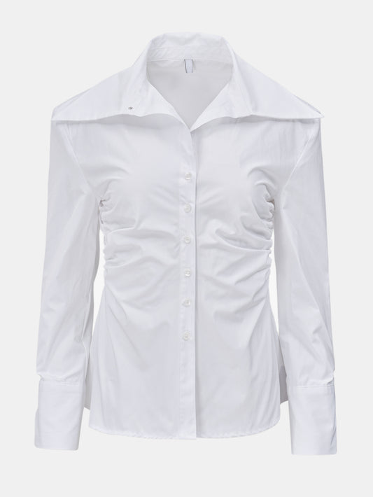 Ruched Slim Shirt, White