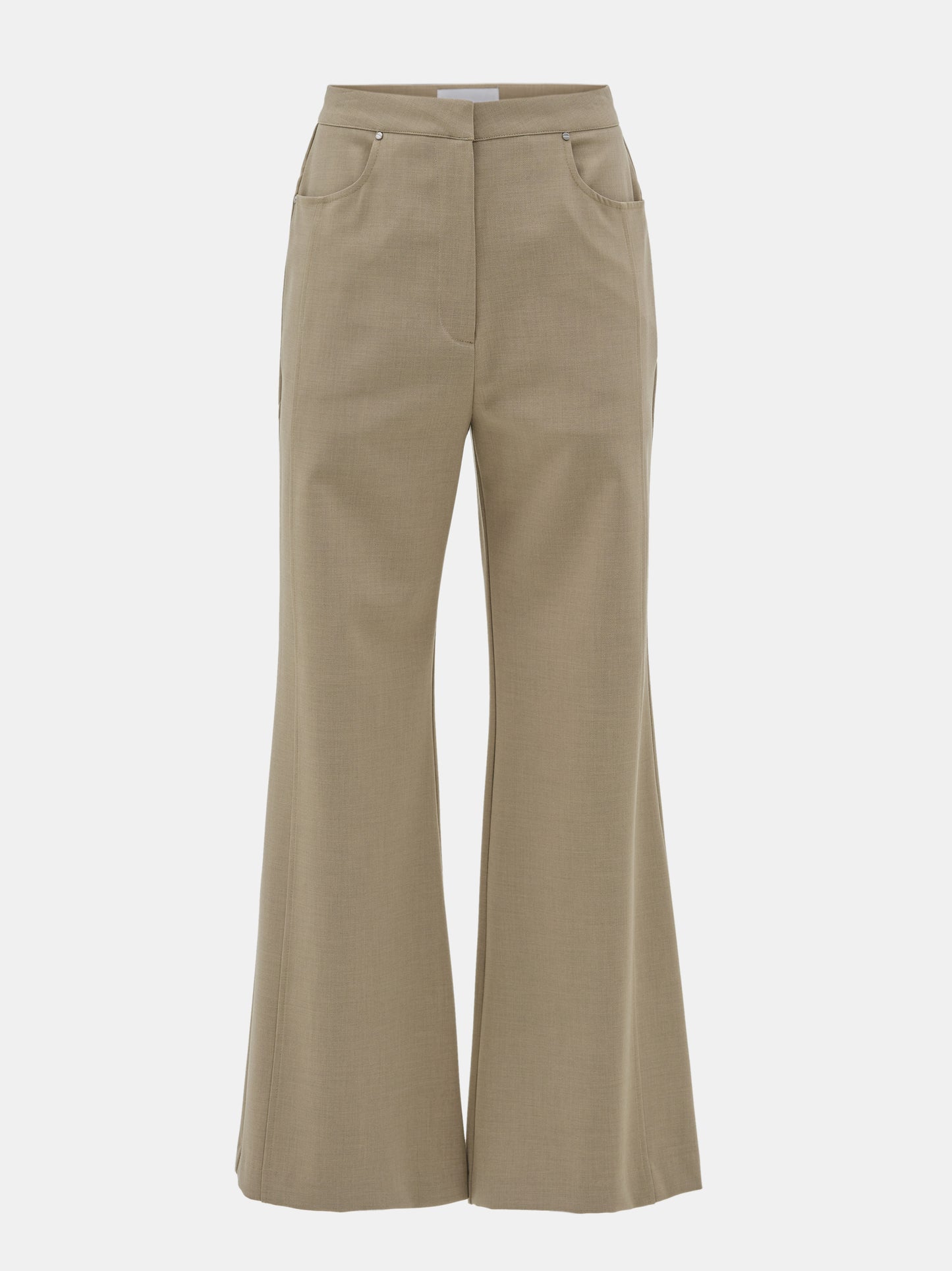 Slim Flared Trousers, Fawn