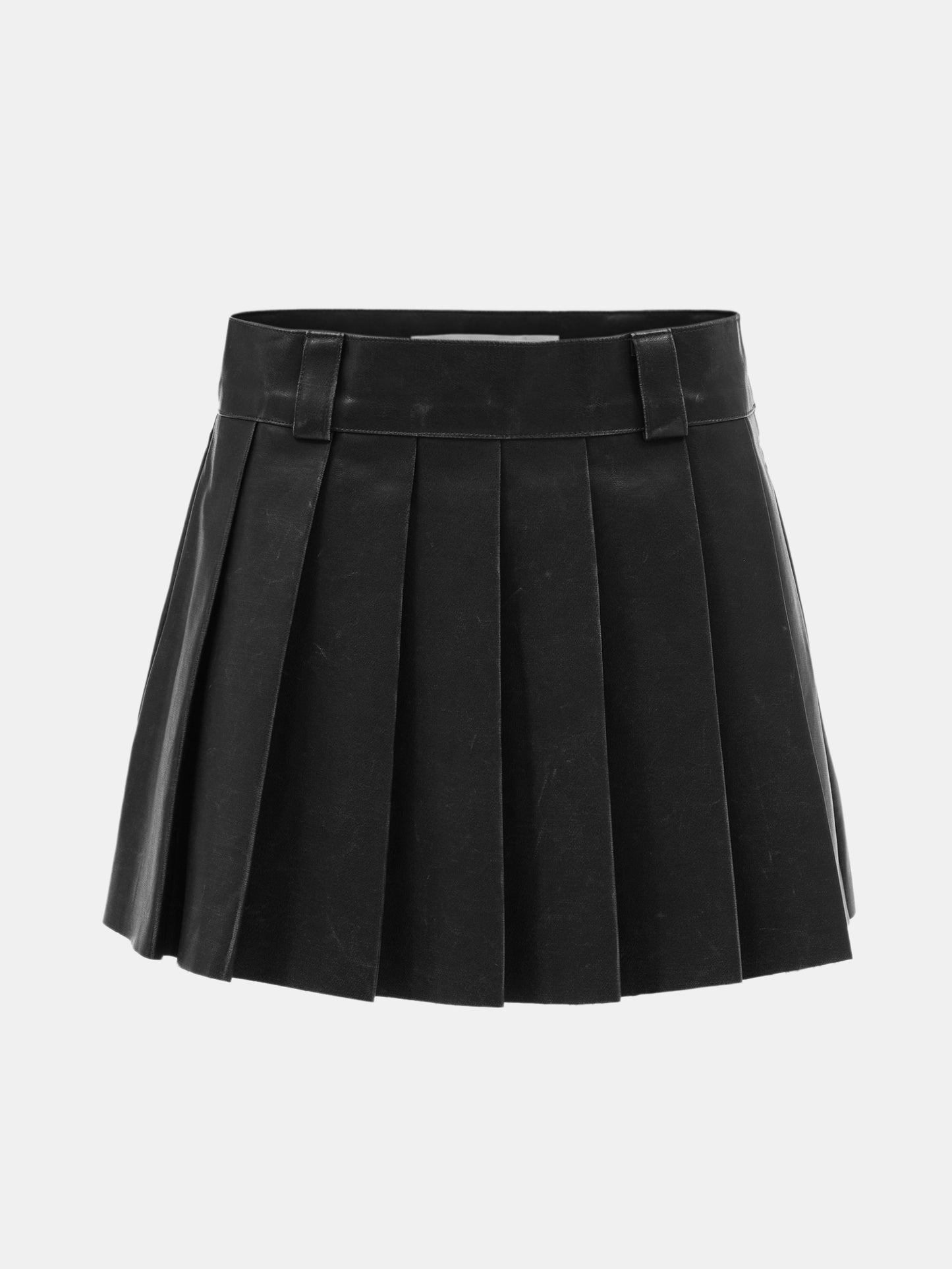 Faded Faux Leather Skirt, Black