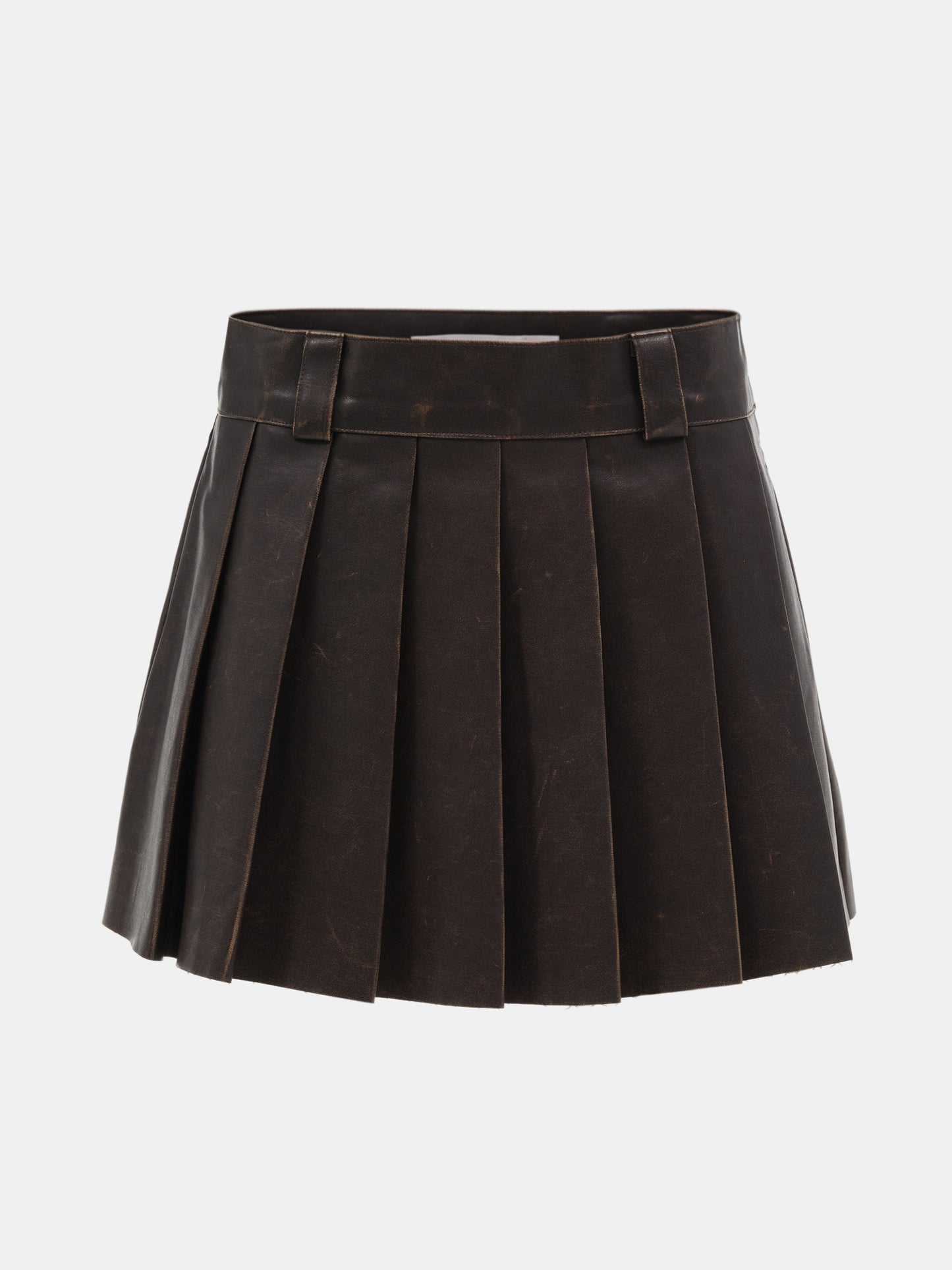 Faded Faux Leather Skirt, Cacao