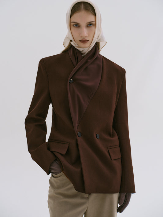 Donau Scarf Blazer, Cedar Brown