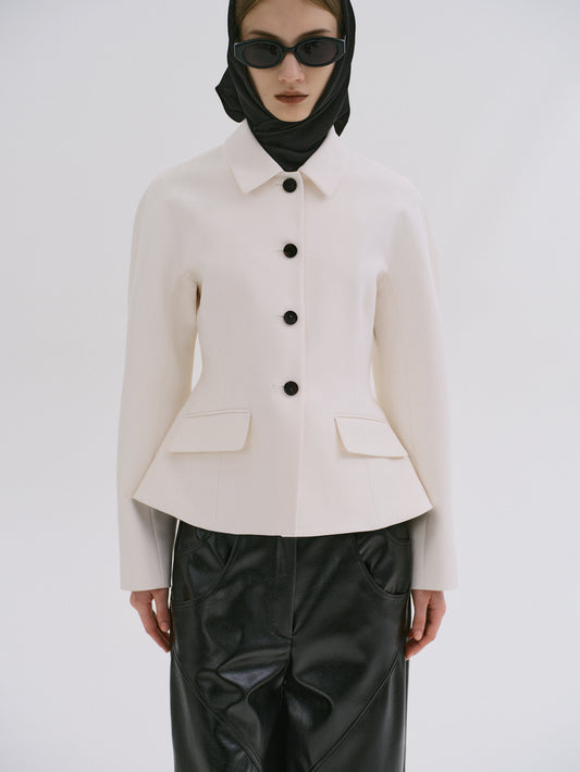 Sevyn Peplum Fitted Jacket, Porcelain