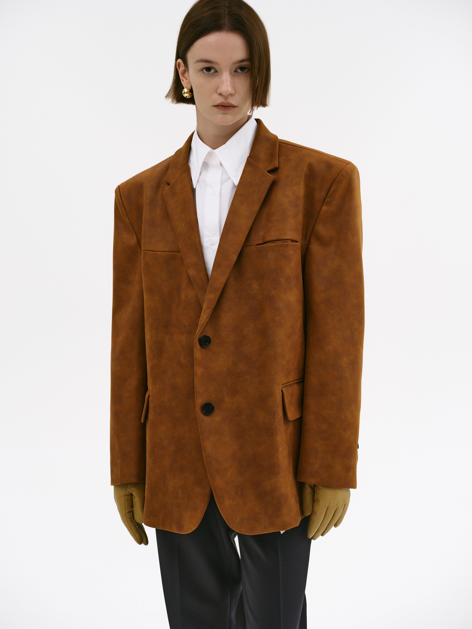 Lui Faux Leather Blazer, Rust Brown – SourceUnknown