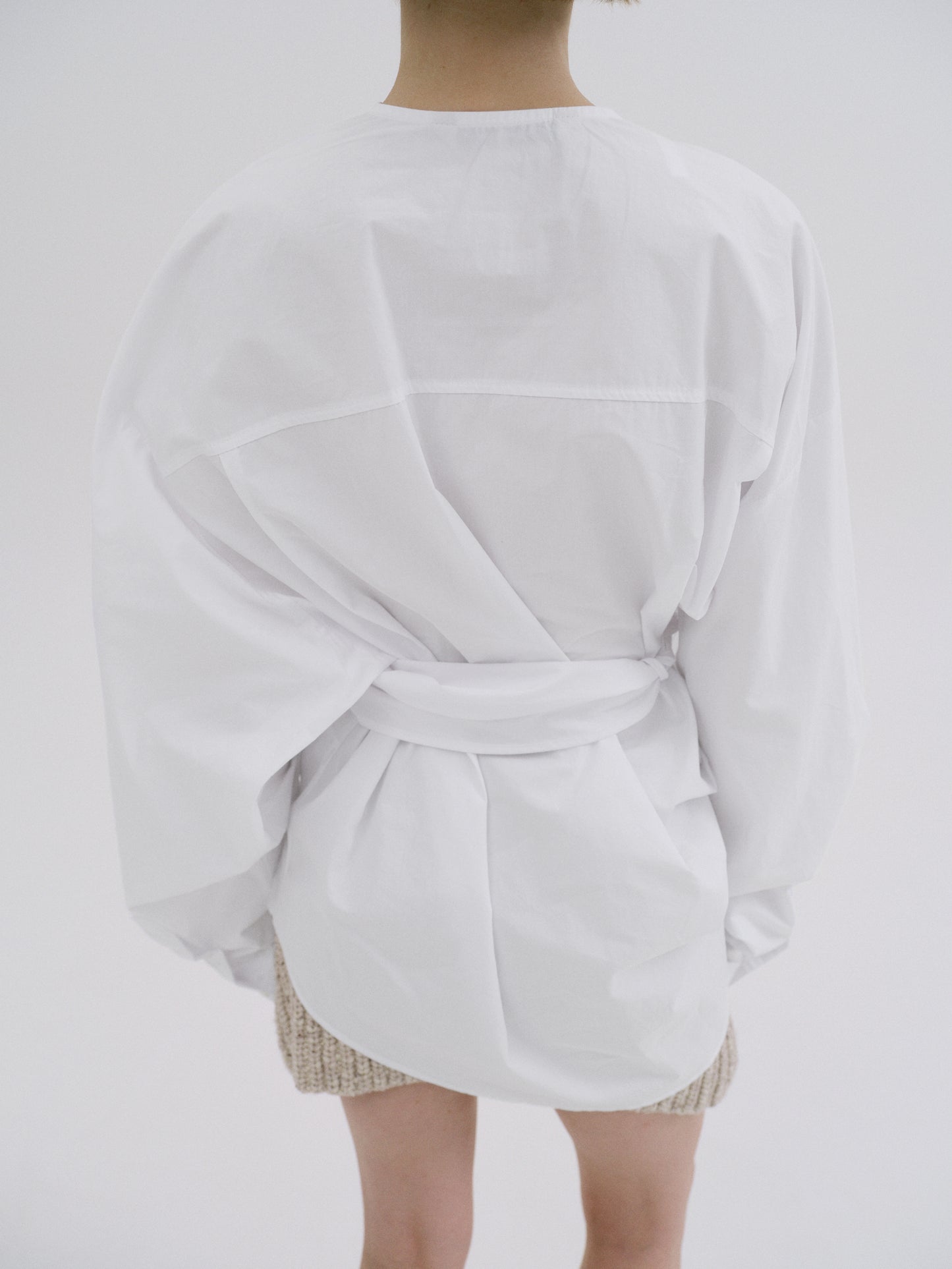 Raele Oversized Wrap Shirt, White