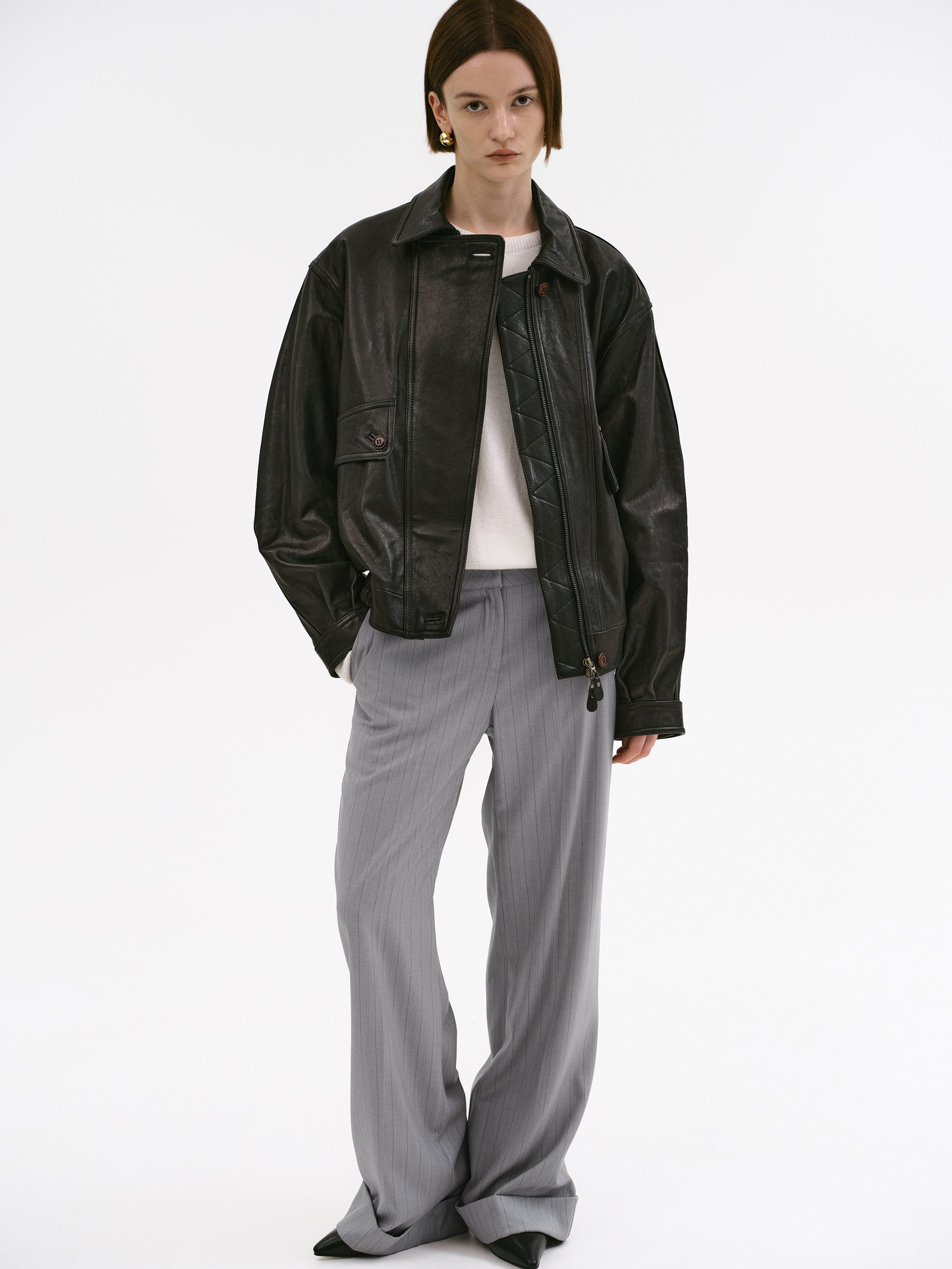 Geva Grain Lambskin Bomber Jacket, Black – SourceUnknown