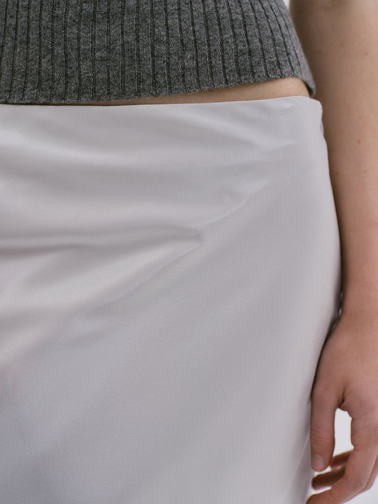 (Pre-order) Satin Straight Maxi Skirt, Silver