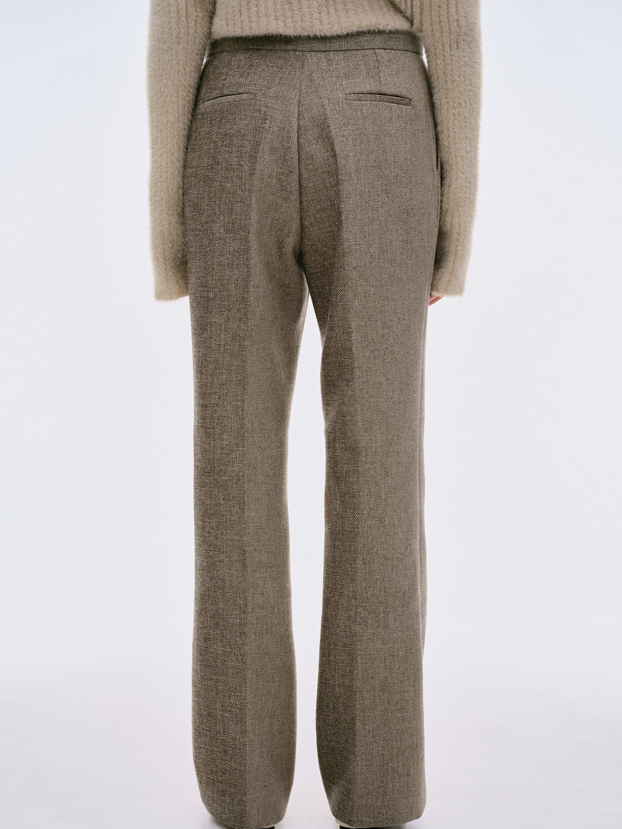 Tailored Tweed Trousers, Taupe Melange