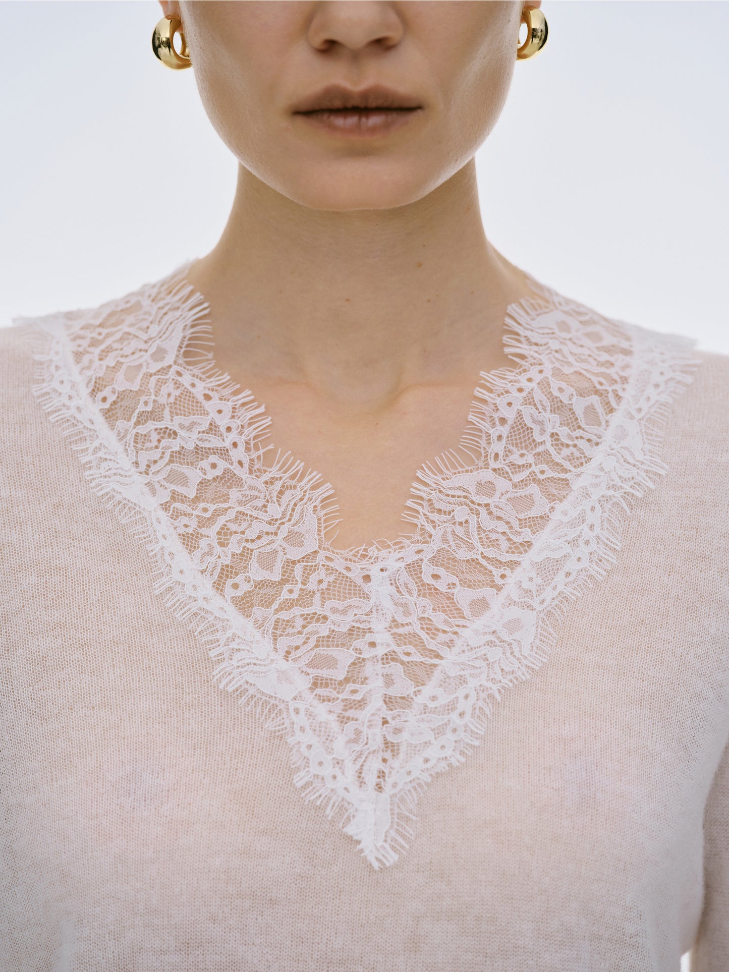 Katie Lace Knit Top, White