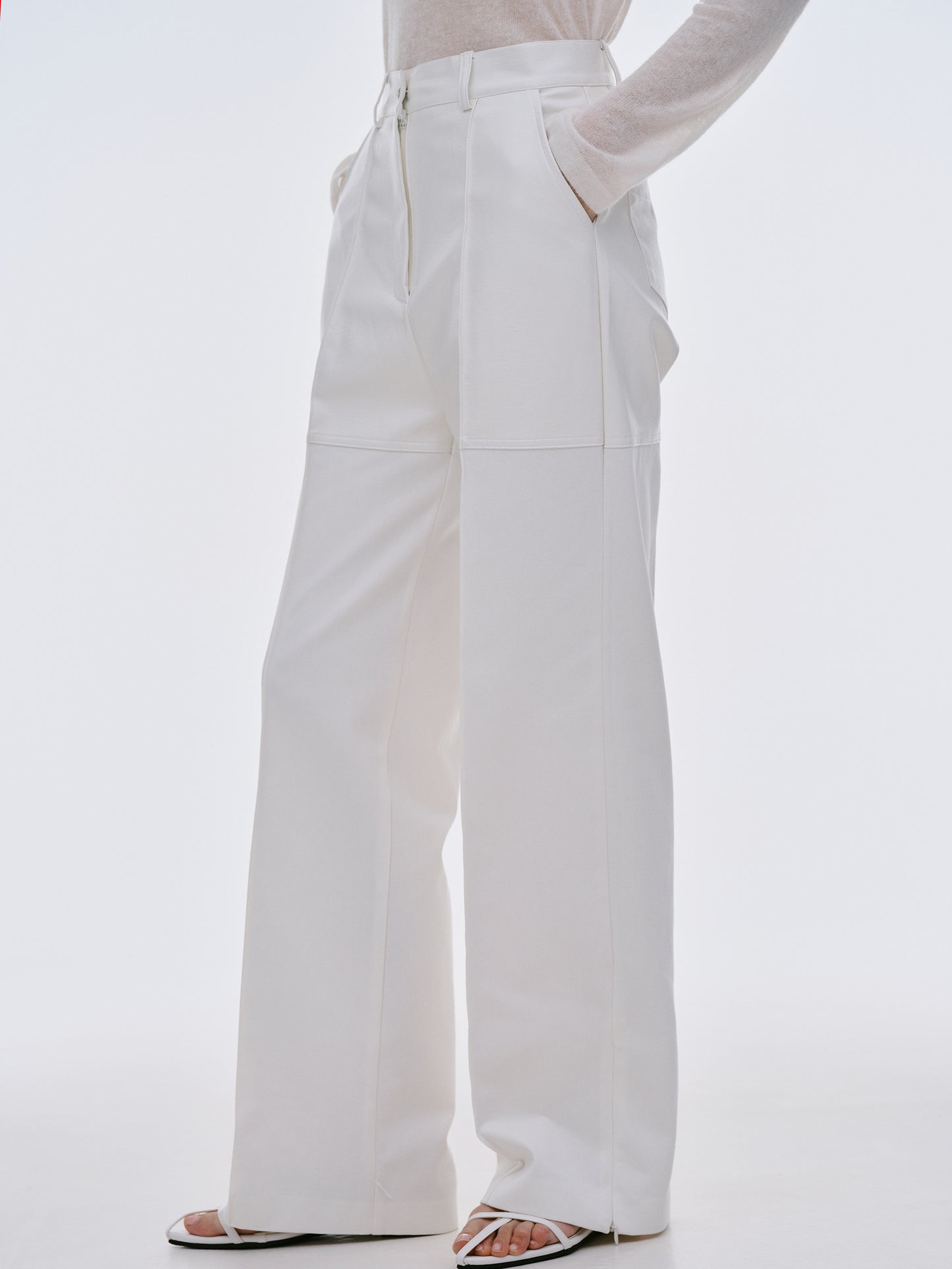 Leather Panelled Trousers, White