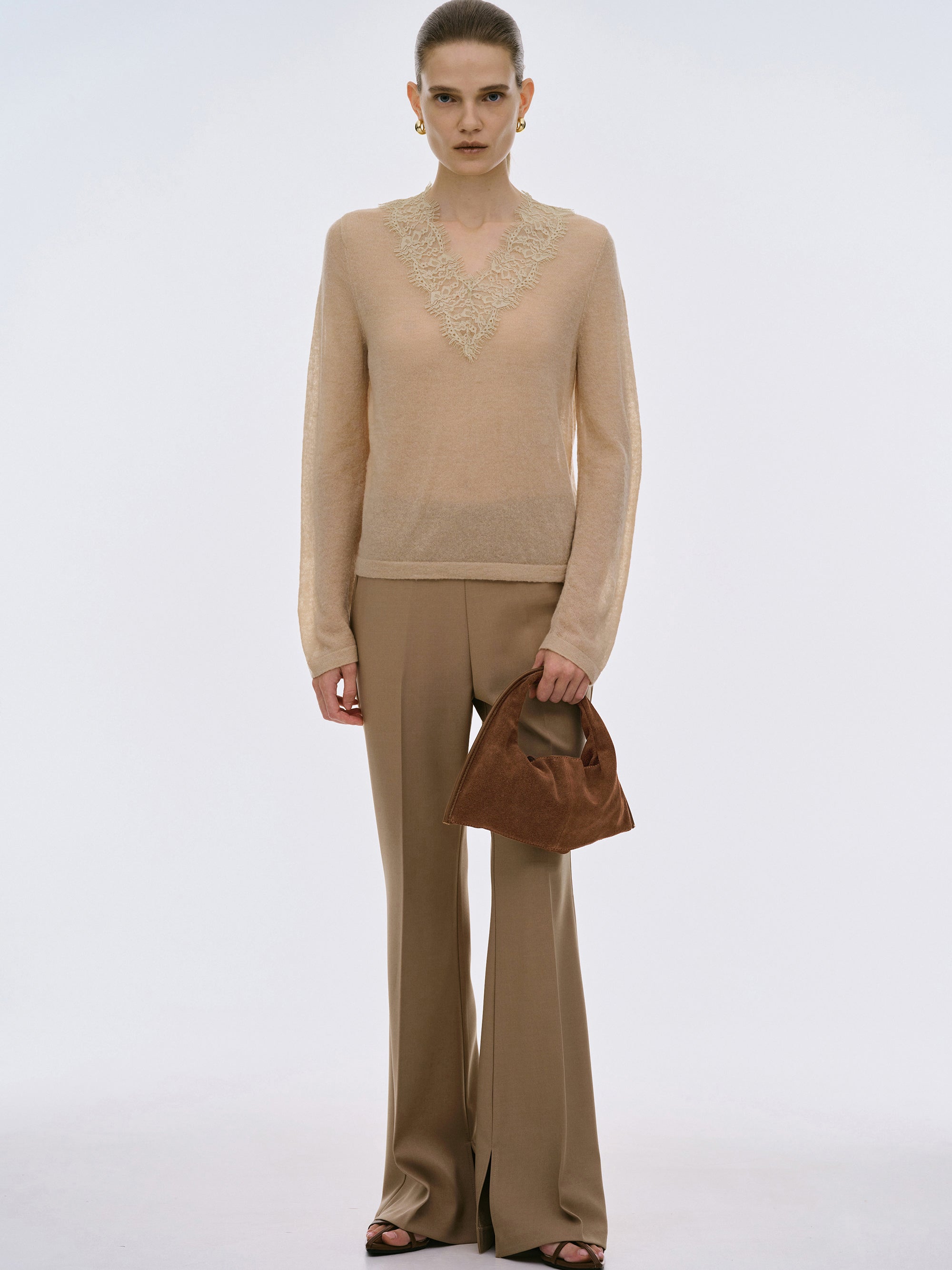 Vida Suede Mini Tote Bag, Walnut