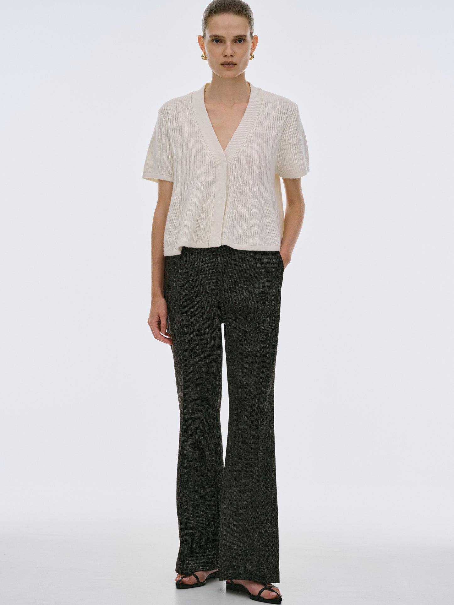 Tailored Tweed Trousers, Charcoal Melange