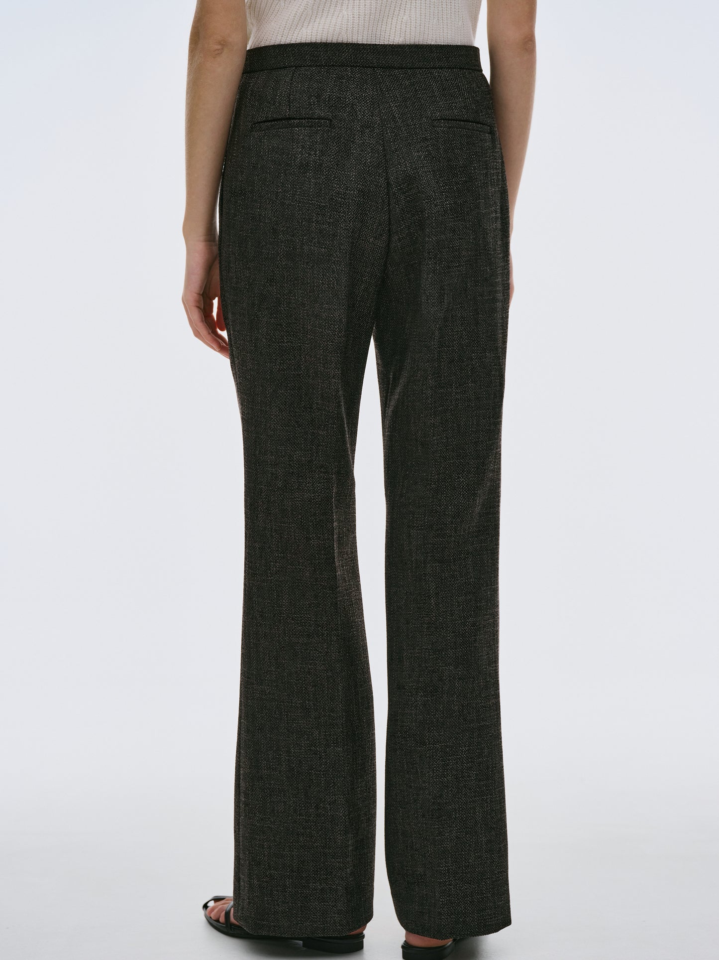 Tailored Tweed Trousers, Charcoal Melange