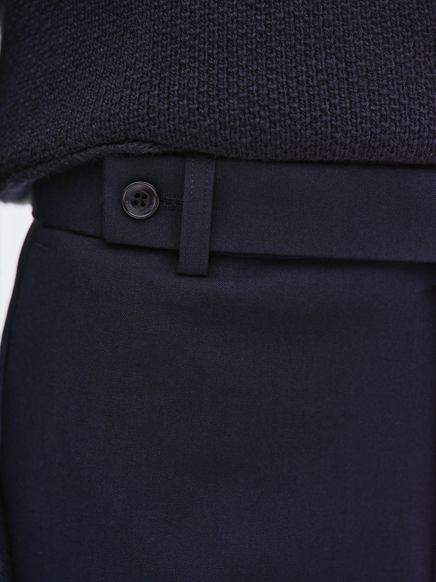 Off-Centre Button Trousers, Navy