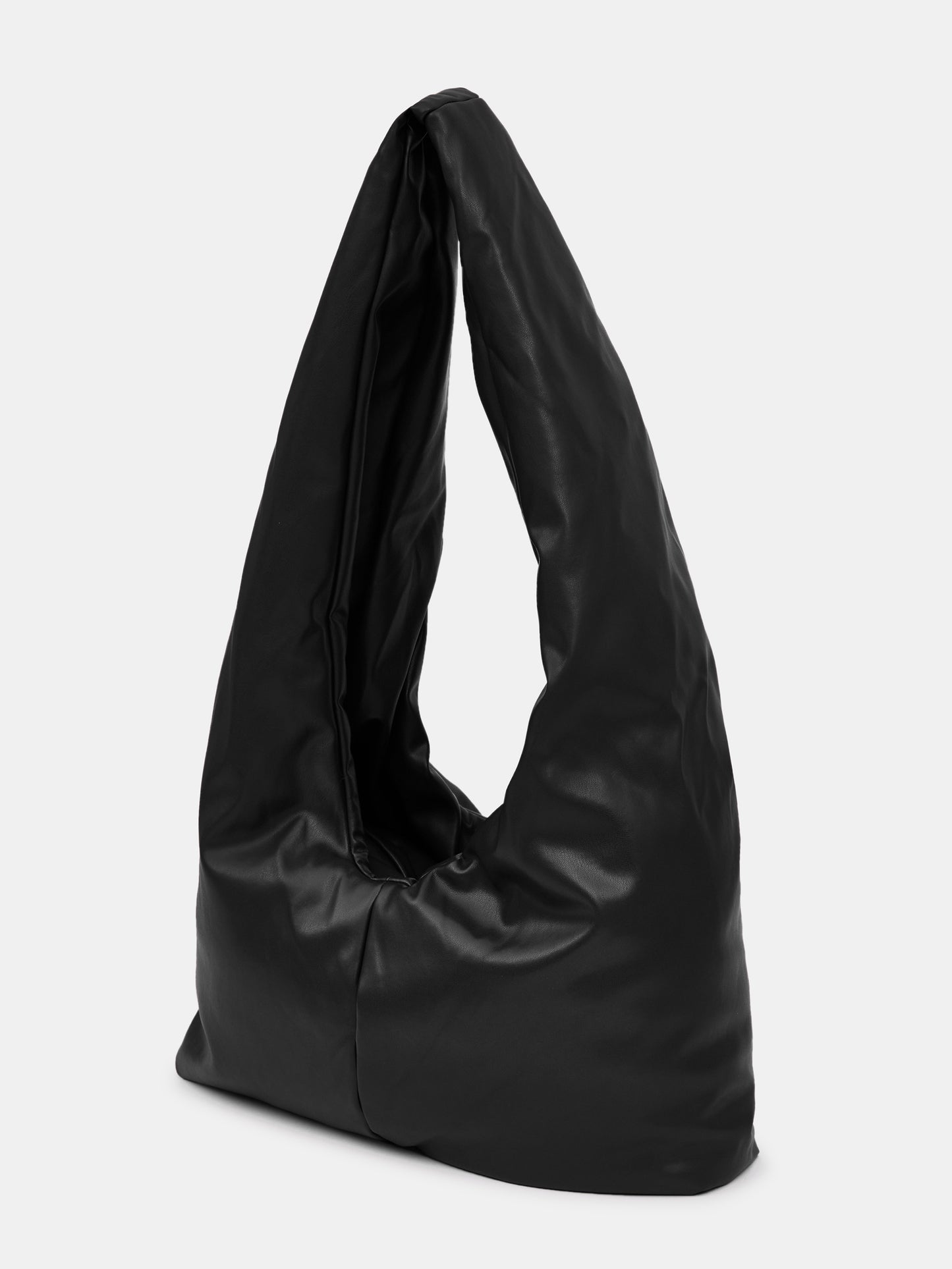 Padded Faux Leather Shoulder Bag, Black