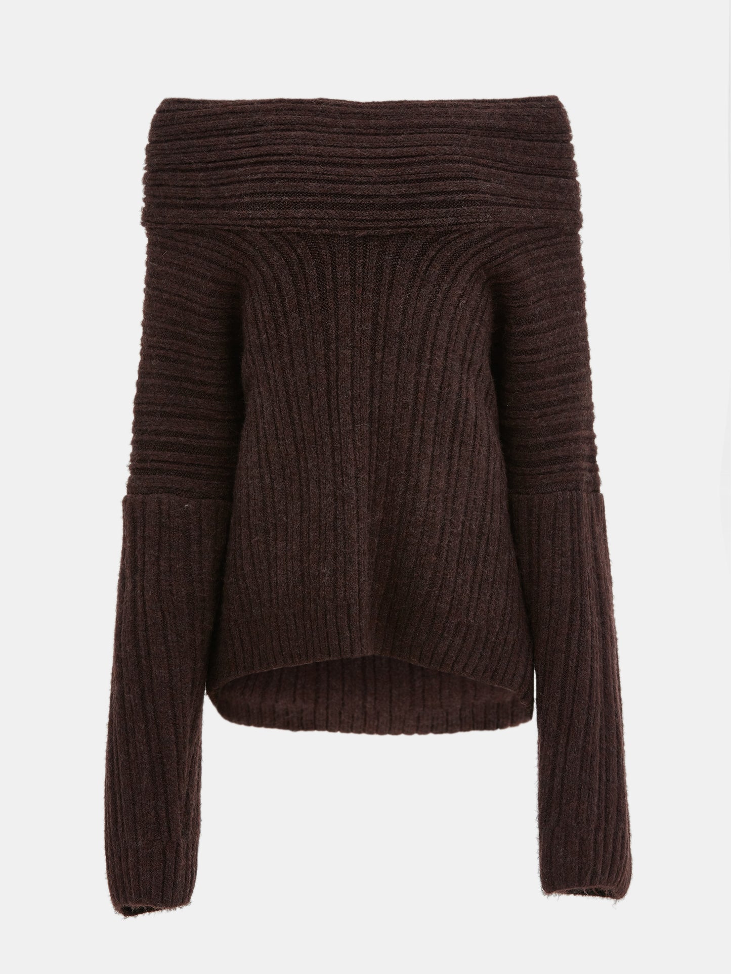 Becca Oversized High Roll Knit Pullover, Chocolate
