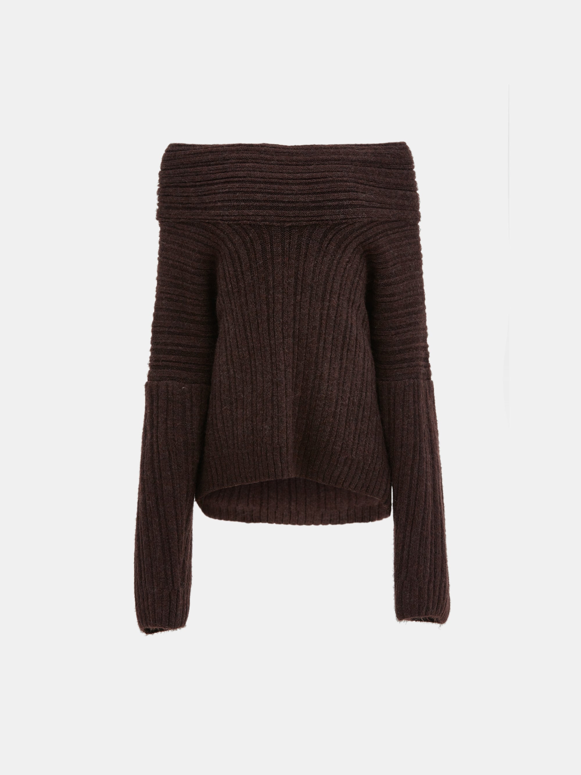 Becca Oversized High Roll Knit Pullover, Chocolate