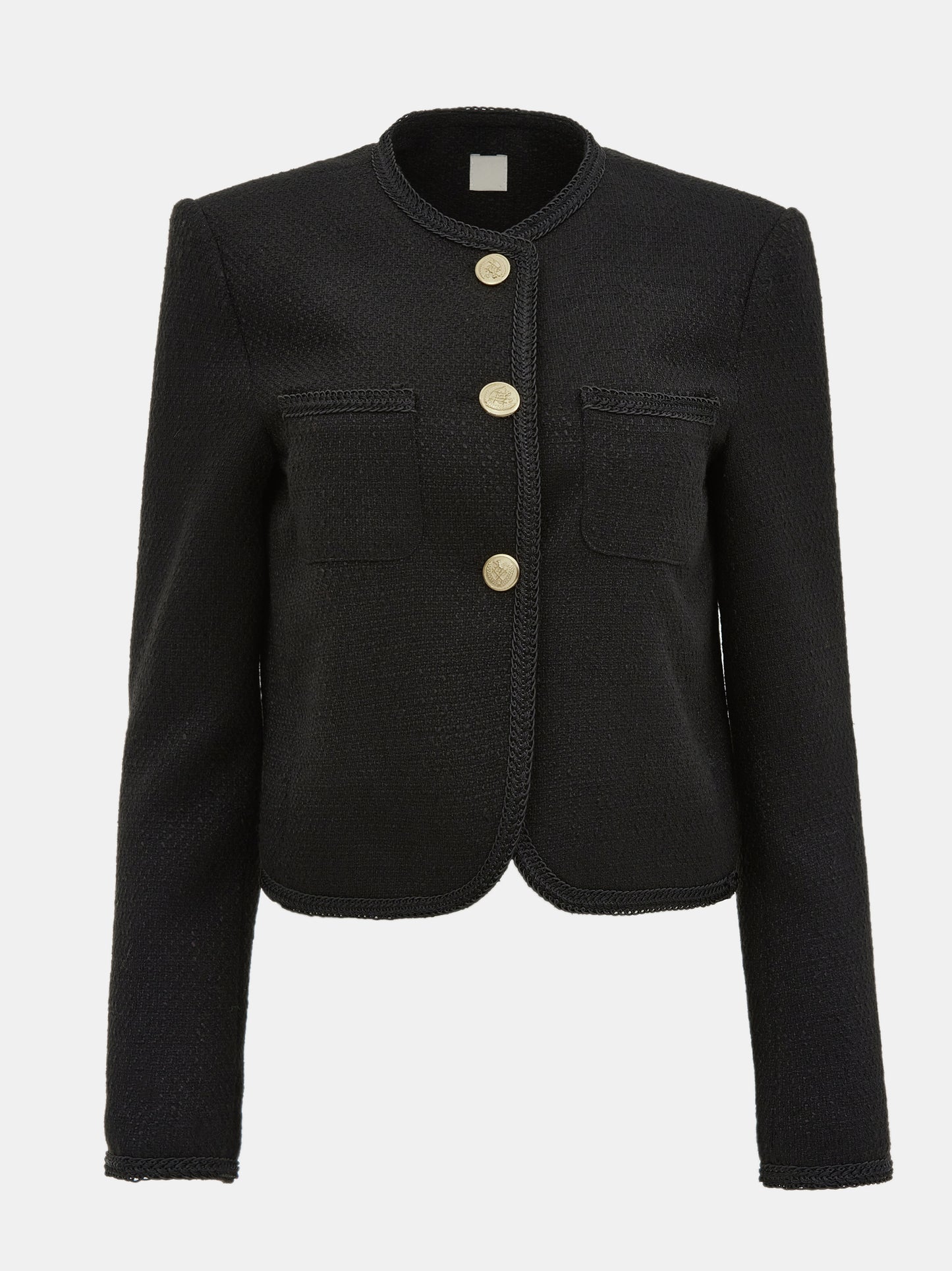 Cropped Tweed Jacket, Black