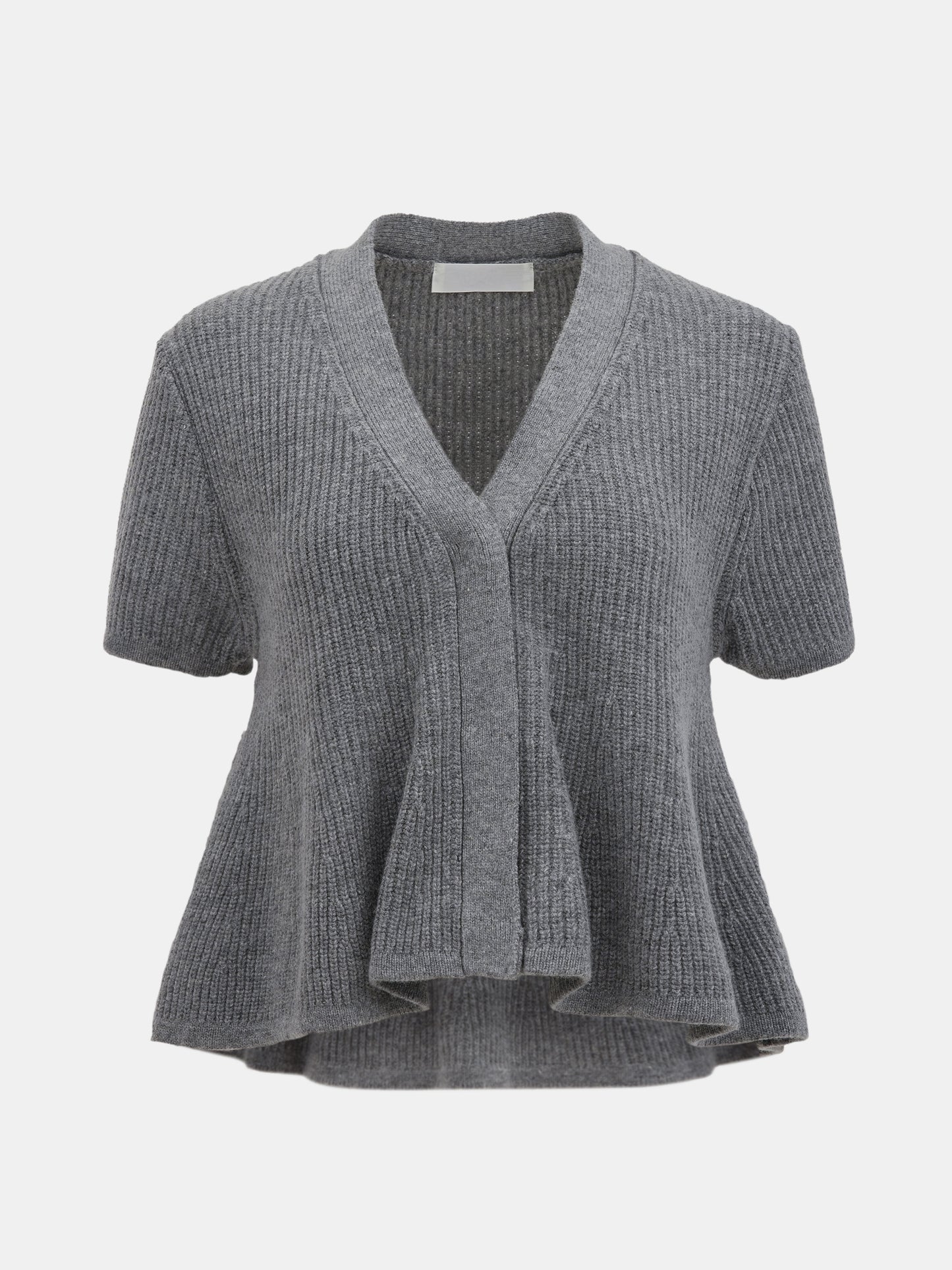 Peplum Wool Knit Top, Grey