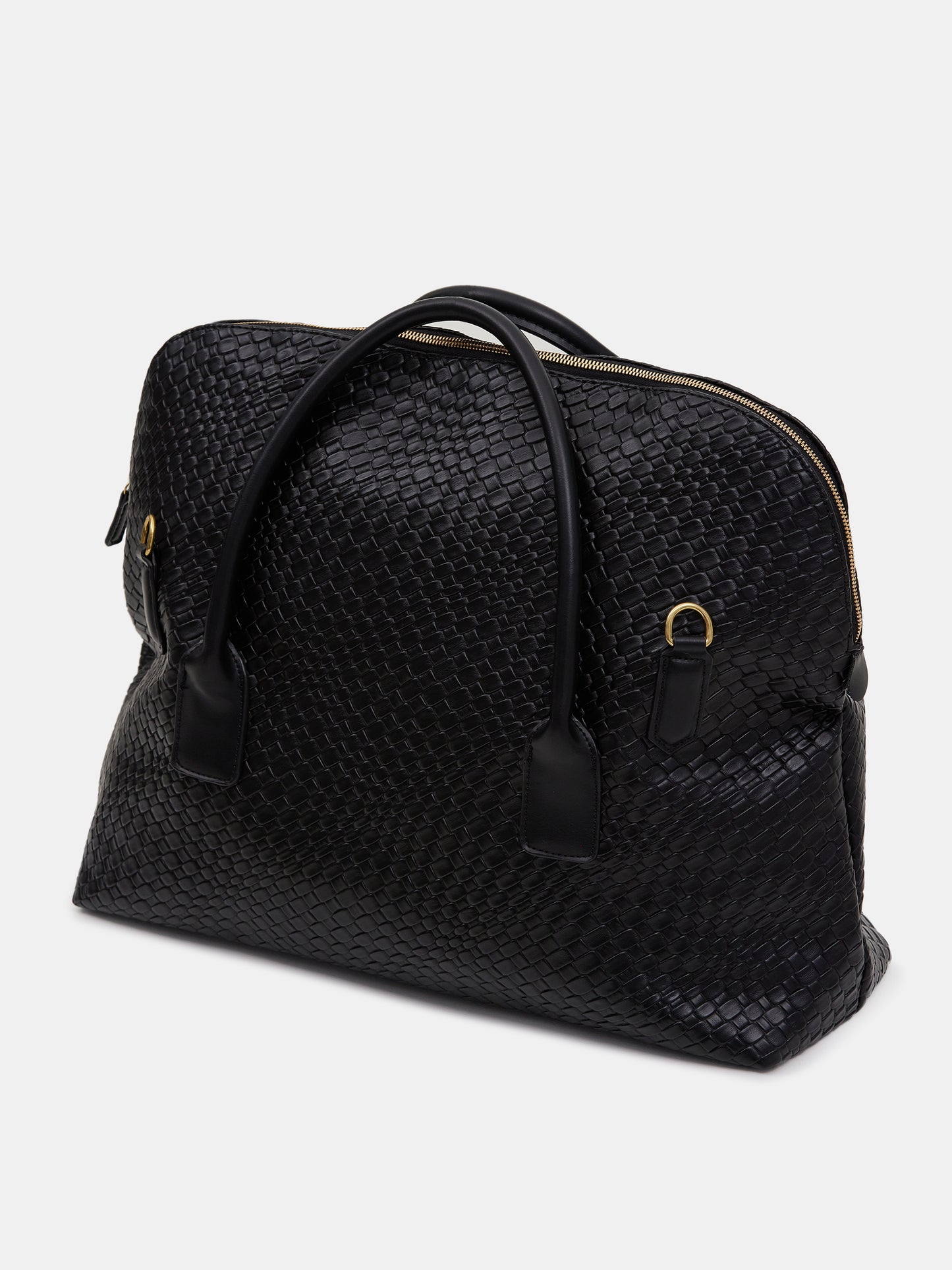 Weave Top Handle Bag, Black
