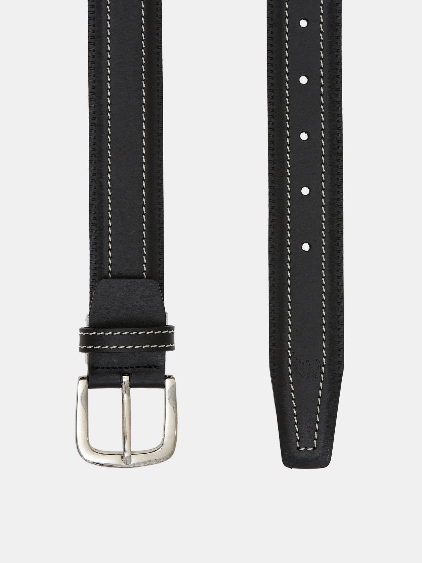 Stitch Leather Belt, Black