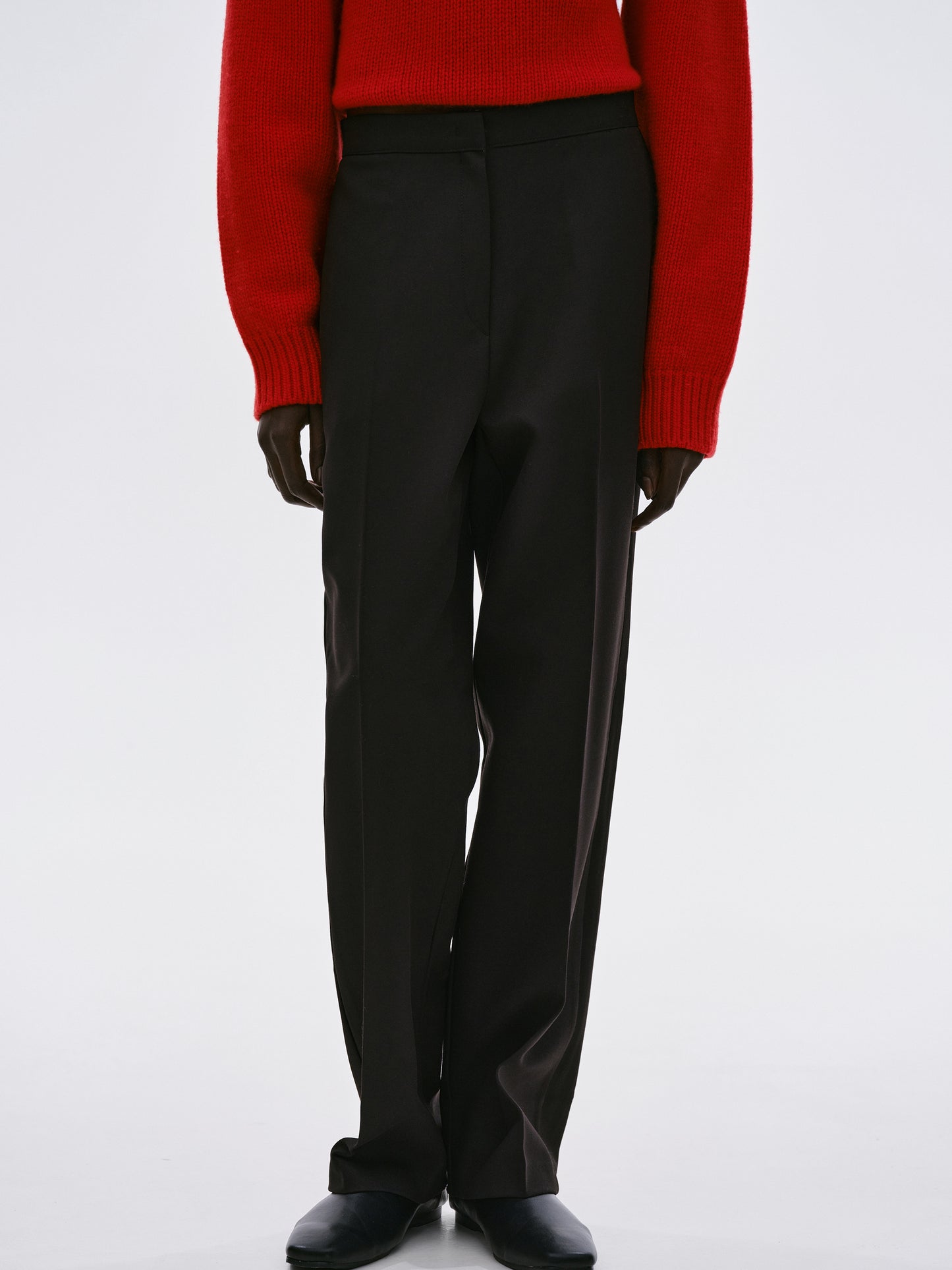 Wool-Blend Tapered Trousers, Black