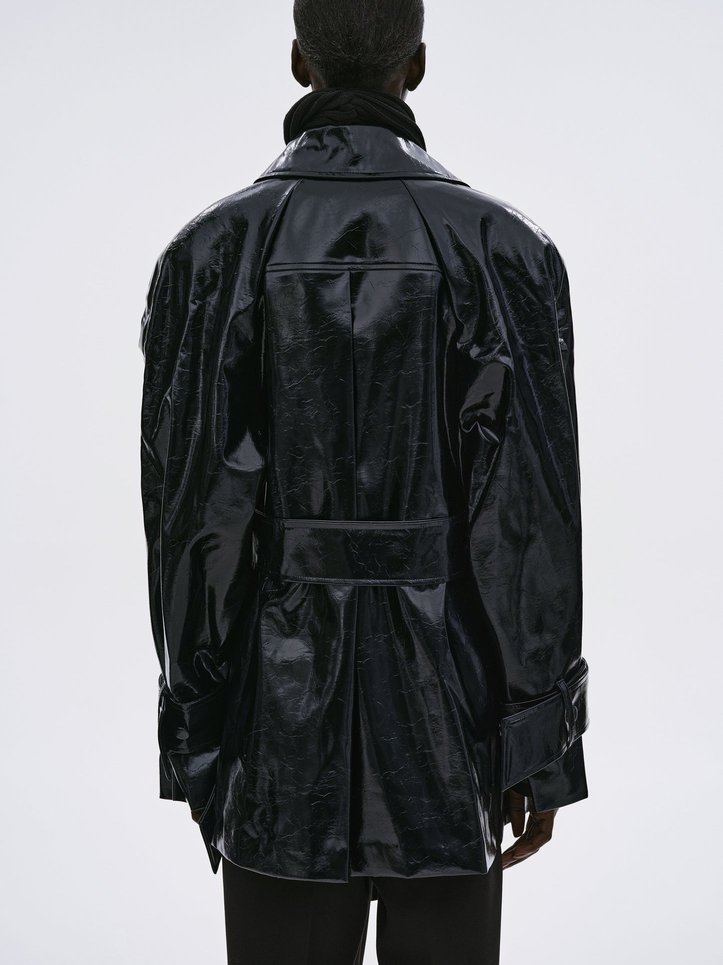 Patent Leather Trench Coat, Black