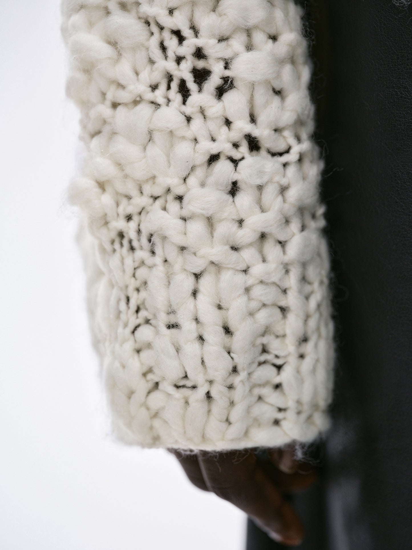 Popcorn-Knit Cardigan, Snow
