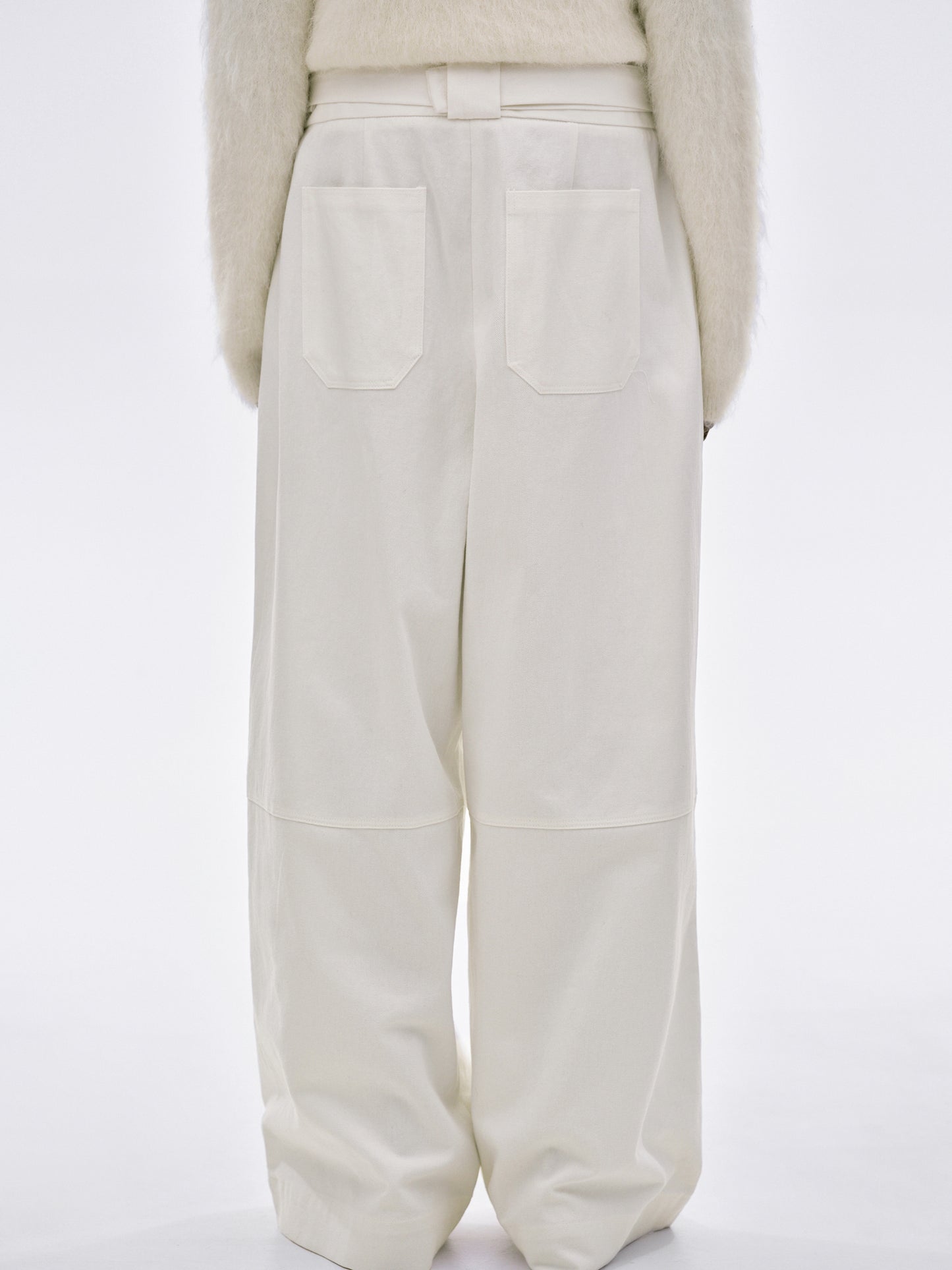 Belted Drop Pants, White