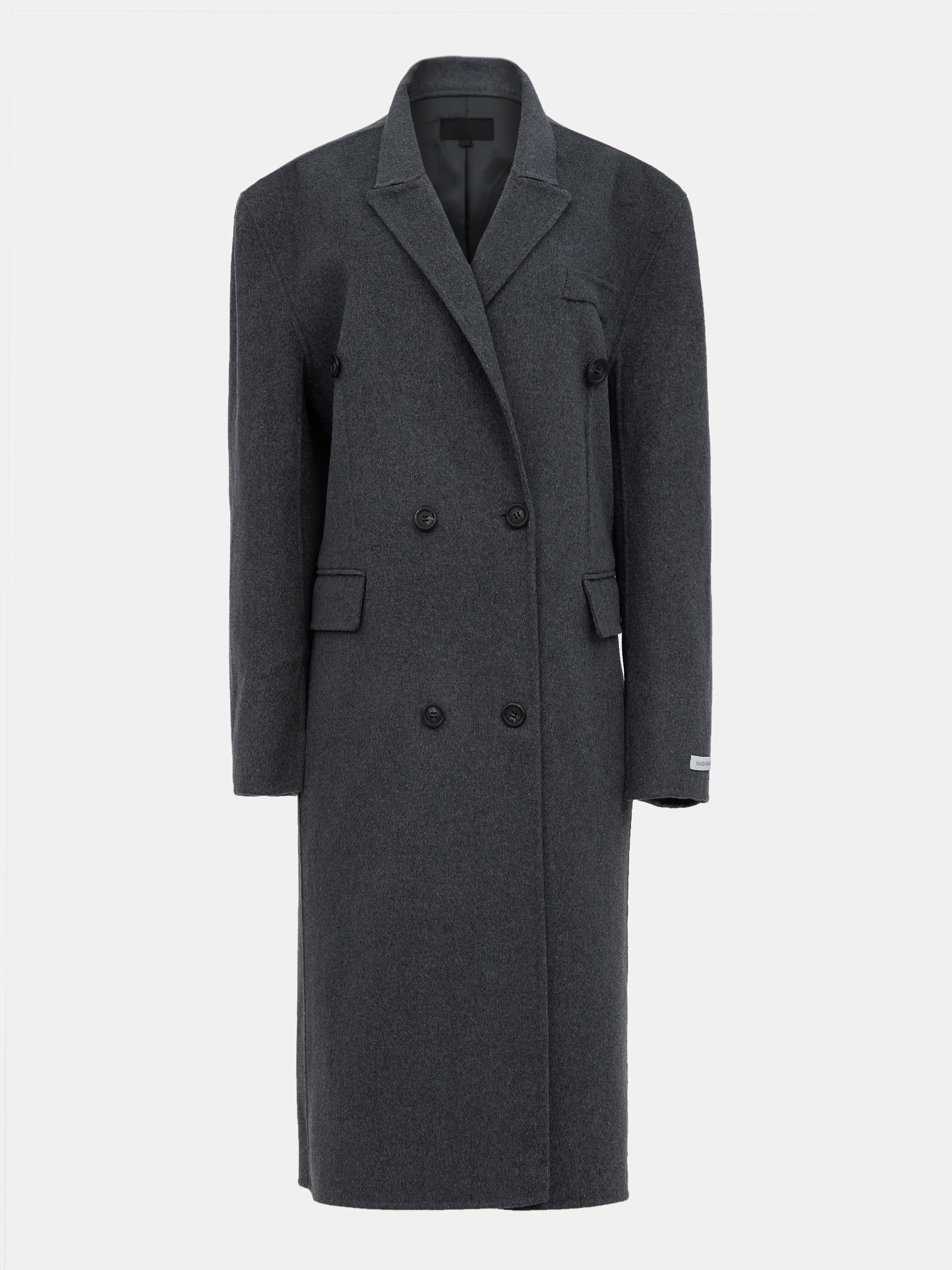 Double Breasted Maxi Wool Coat, Charcoal – SourceUnknown
