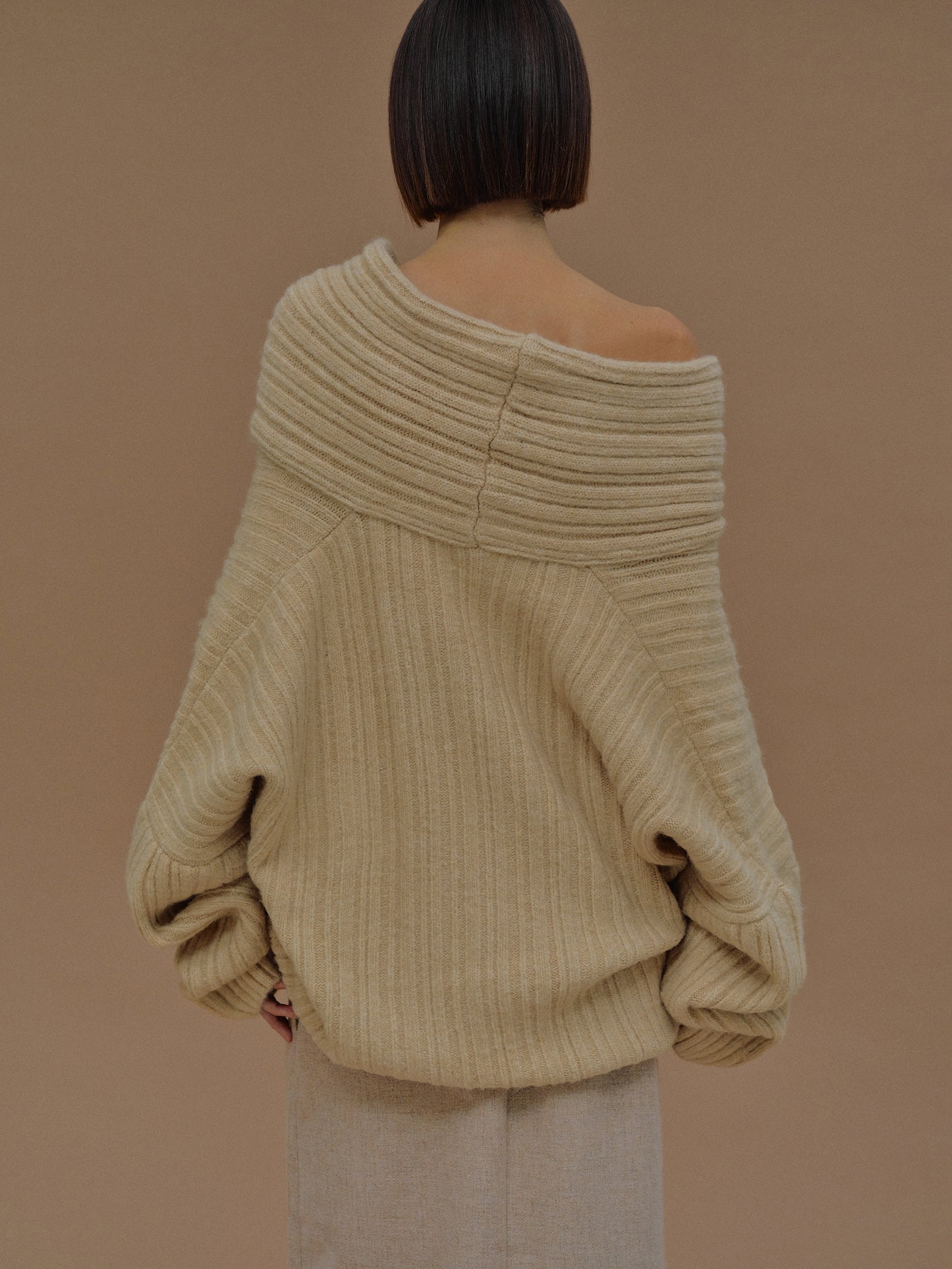 (Pre-order) Becca Oversized High Roll Knit Pullover, Butter