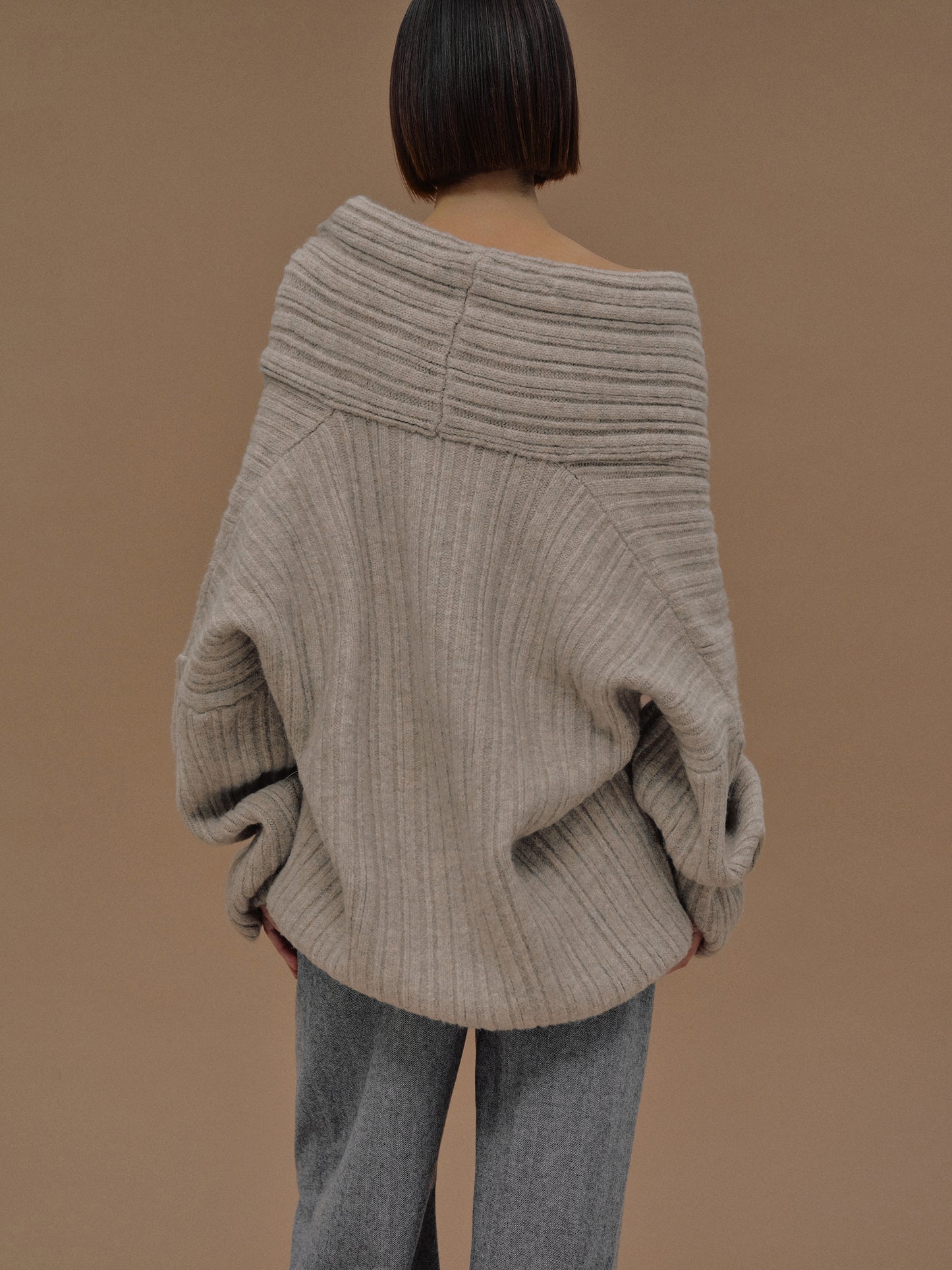 (Pre-order) Becca Oversized High Roll Knit Pullover, Coconut