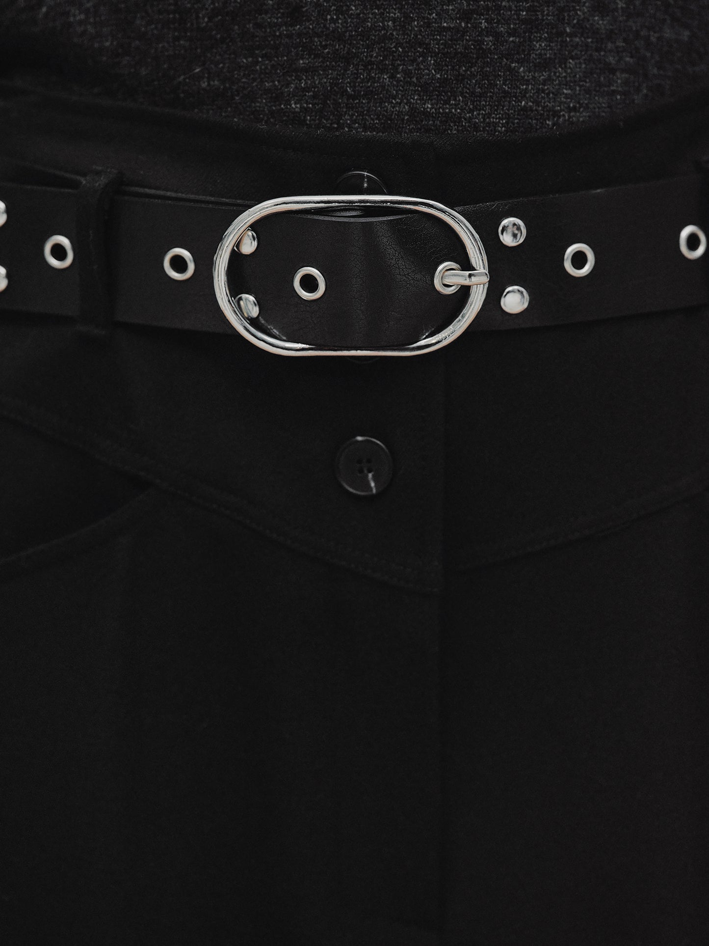 Eyelet Belt Trousers, Black