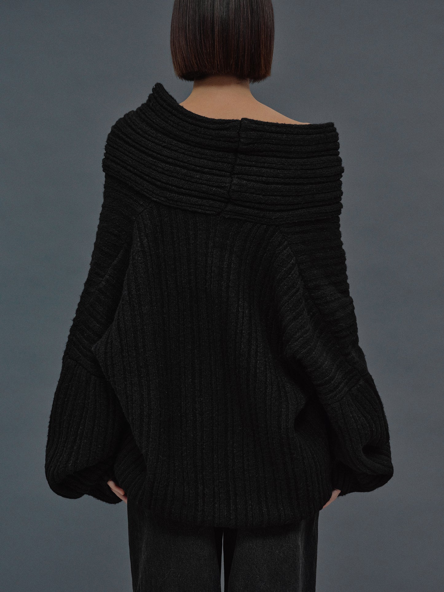 (Preorder) Becca Oversized High Roll Knit Pullover, Black SourceUnknown