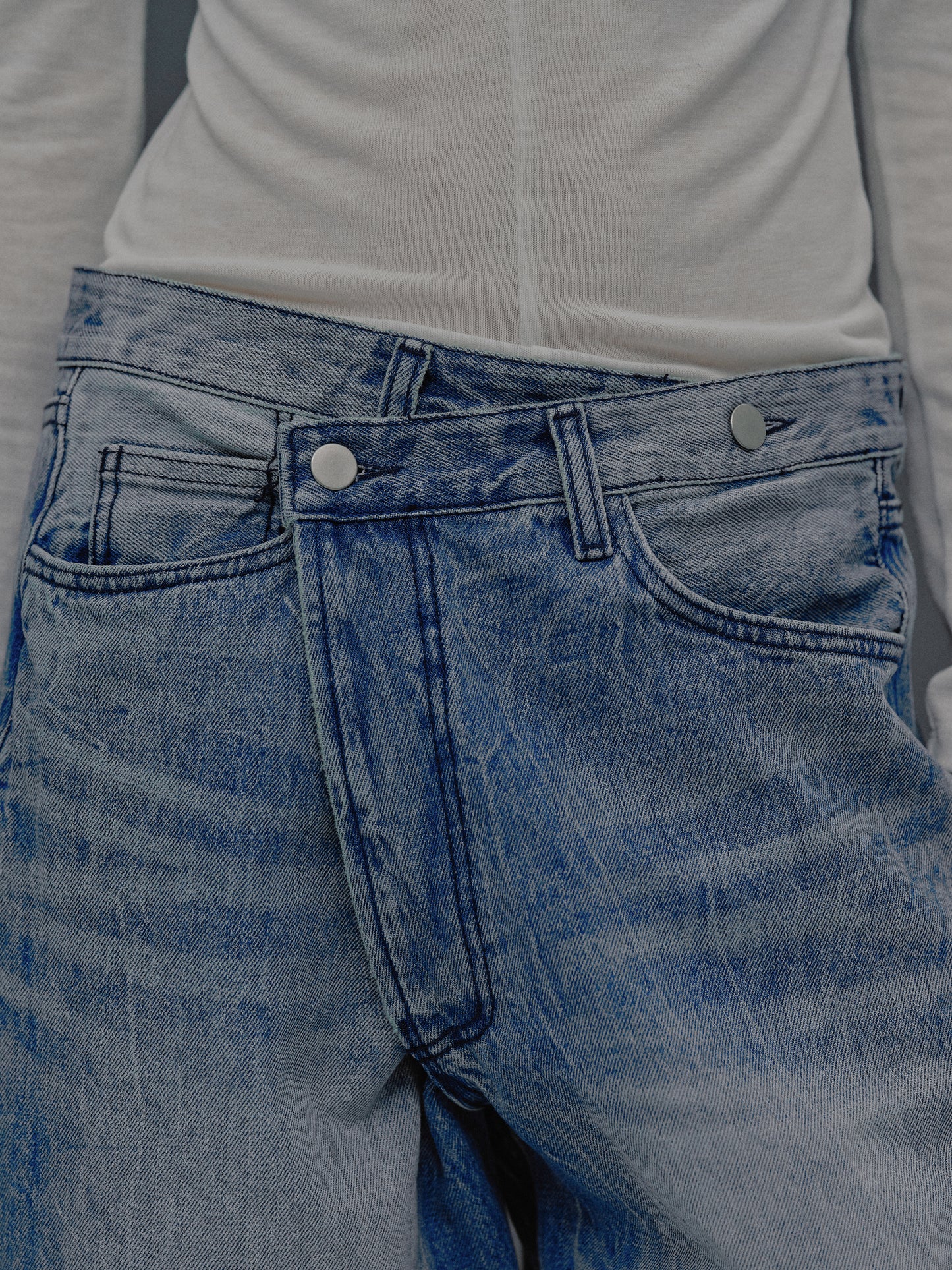 Deconstructed Crossover Jeans, Medium Blue