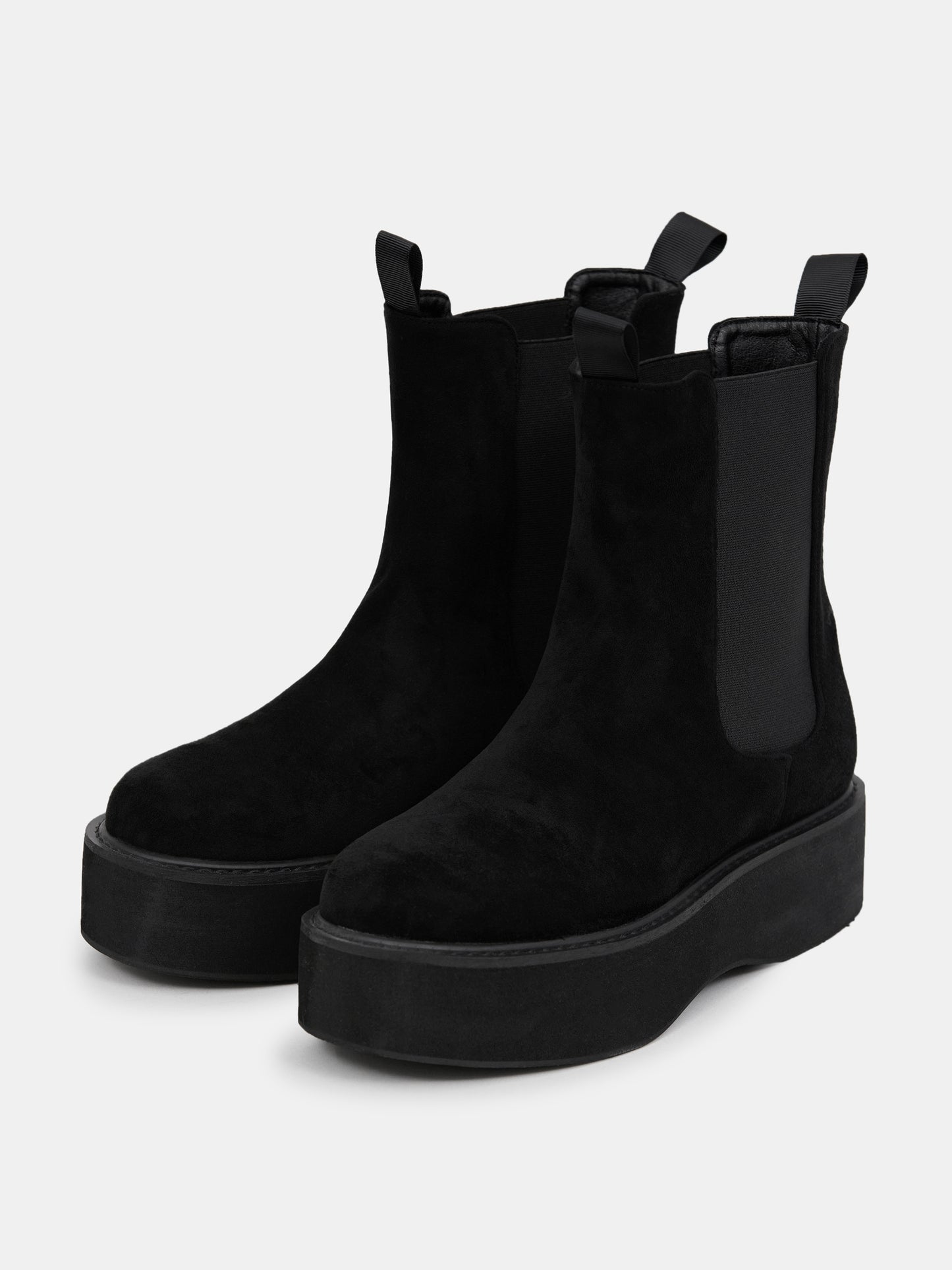 Suede Platform Chelsea Boots, Black