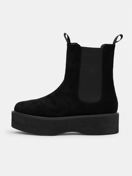 Suede Platform Chelsea Boots, Black