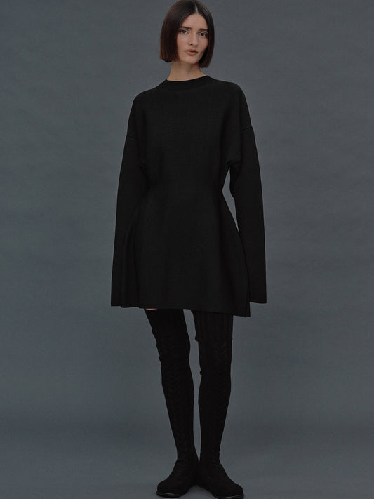 Gobie Hourglass Knit Mini Dress, Black
