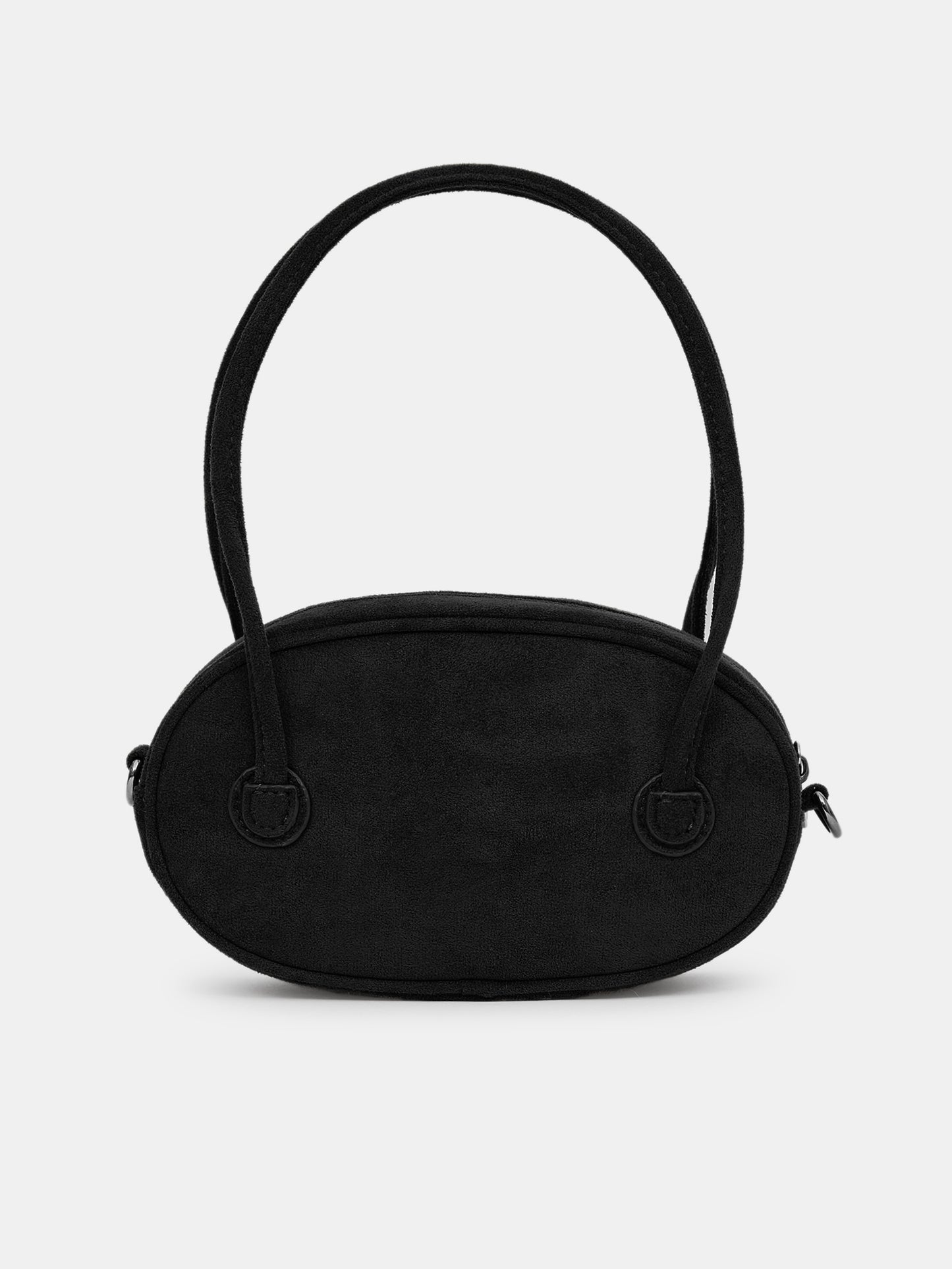 Faux Suede Mini Pebble Bag, Black