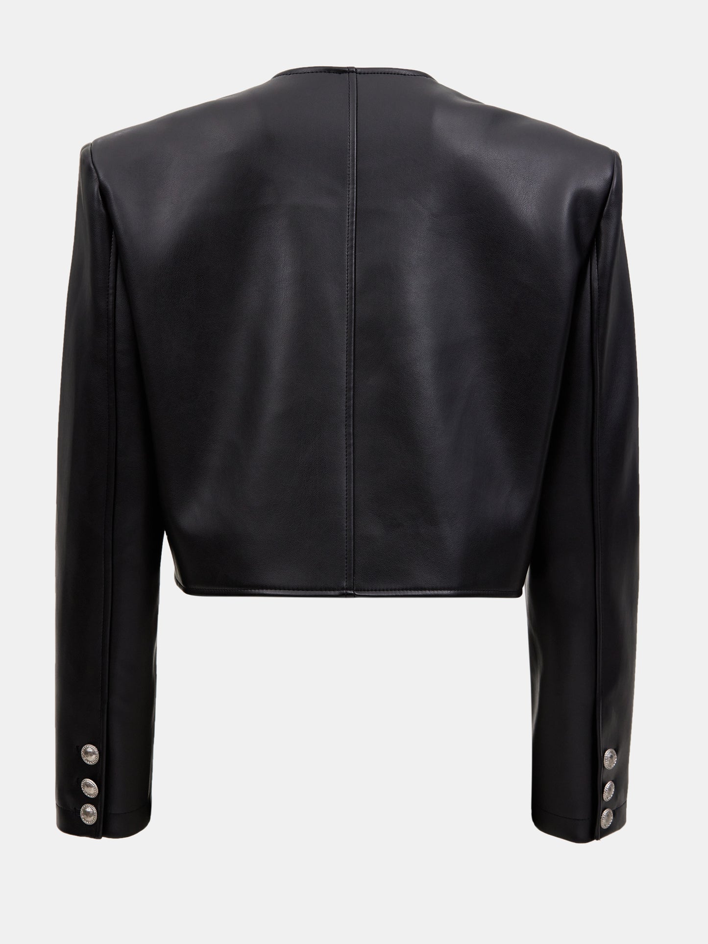 Cropped Vegan Leather Jacket, Black