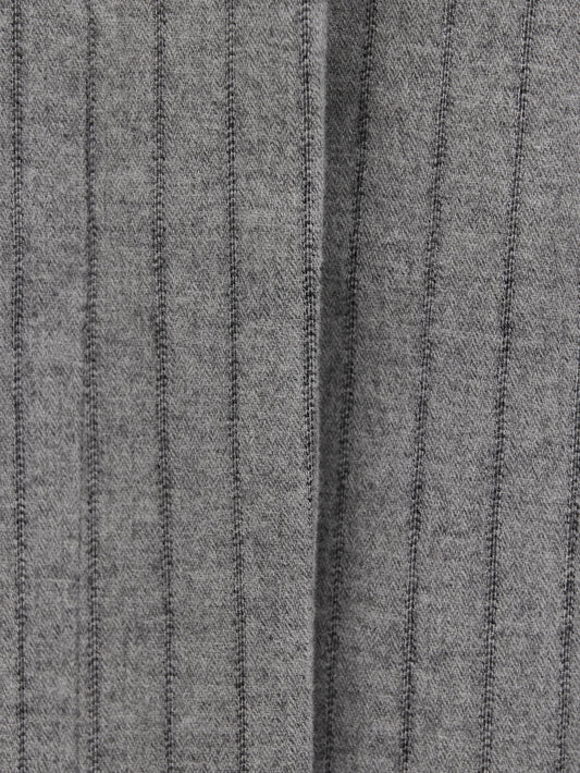 Collarless Striped Wool Blazer, Heather Grey