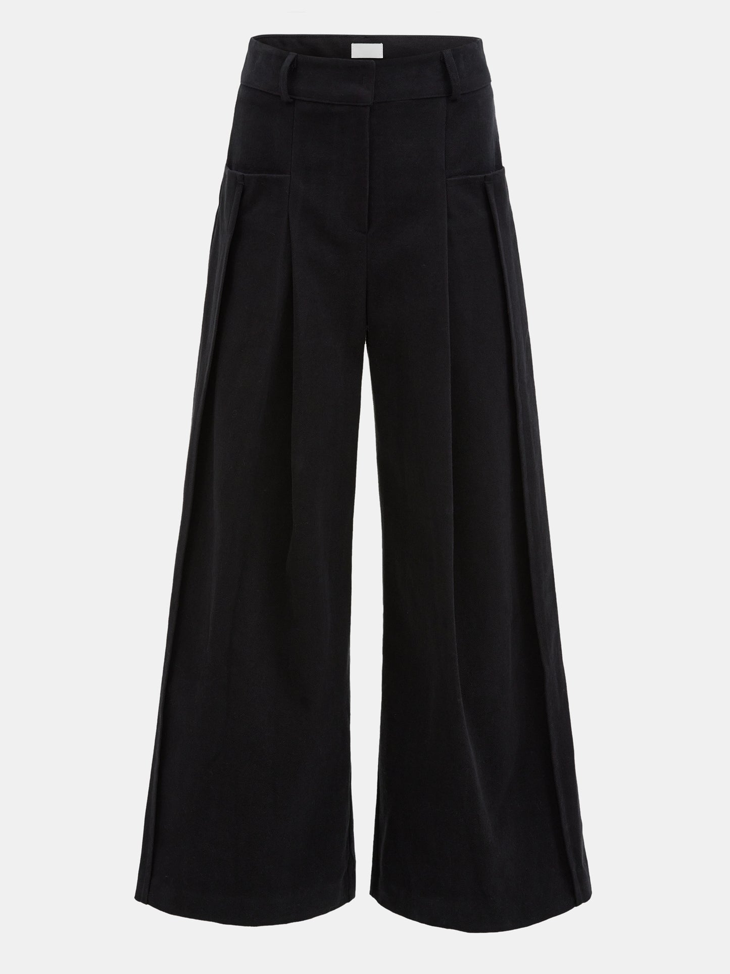 French Terry Pleated Pants, Black